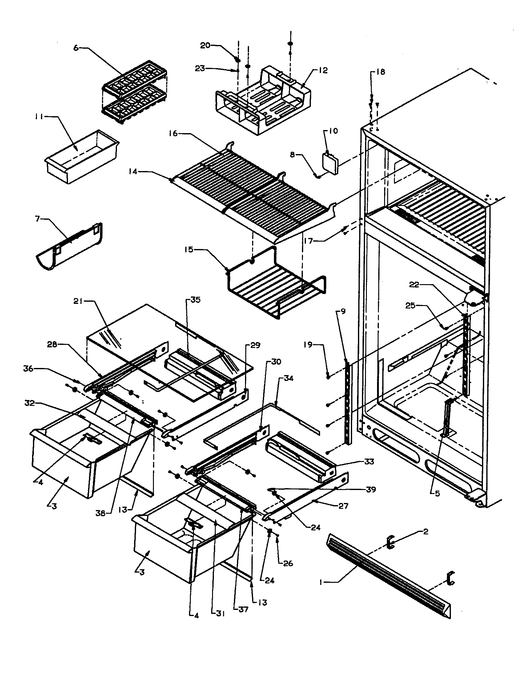 Amana TSI18A3-P1182106W cabinet shelving txi/tx21a3 diagram