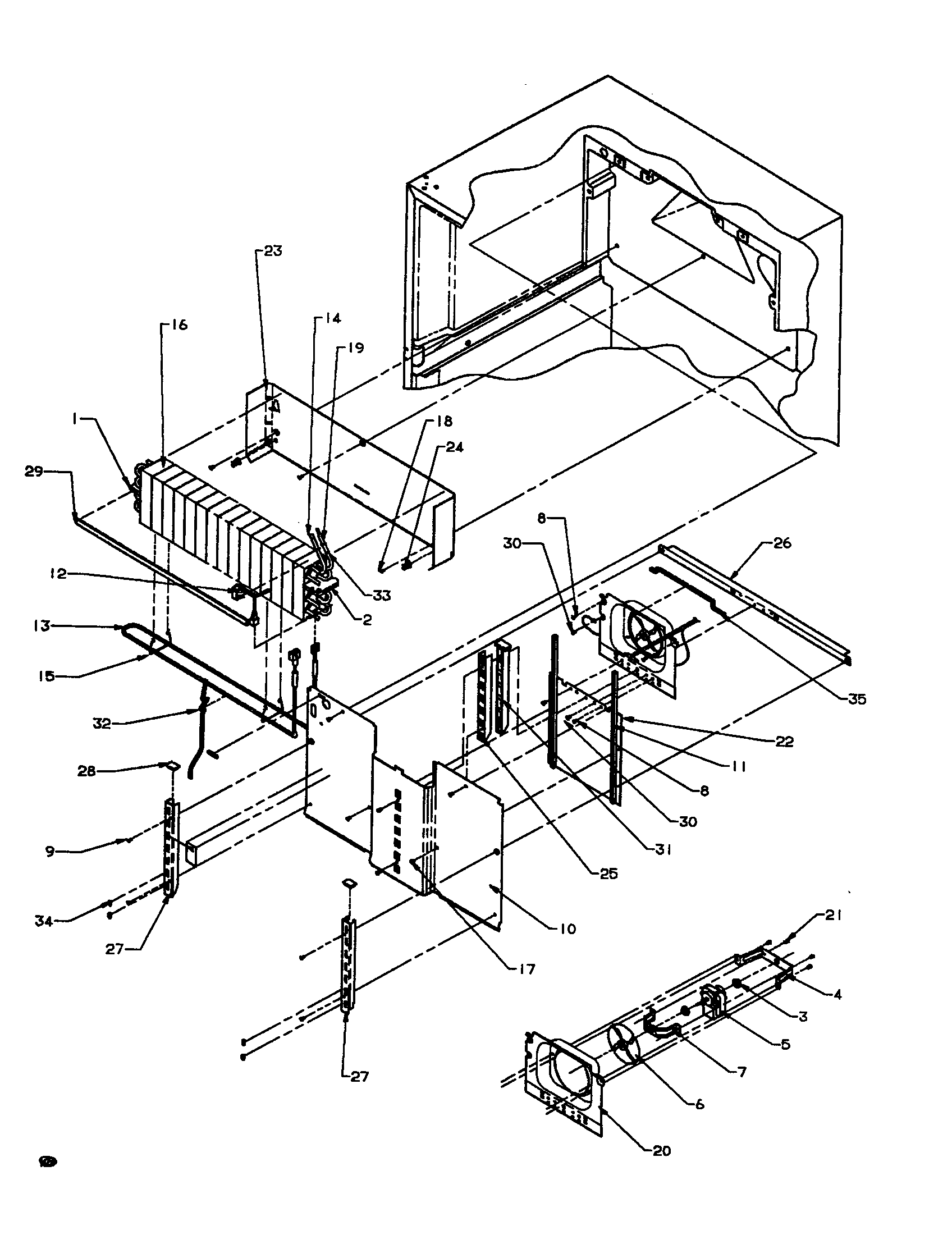 Amana TSI18A3-P1182106W evaporator area diagram