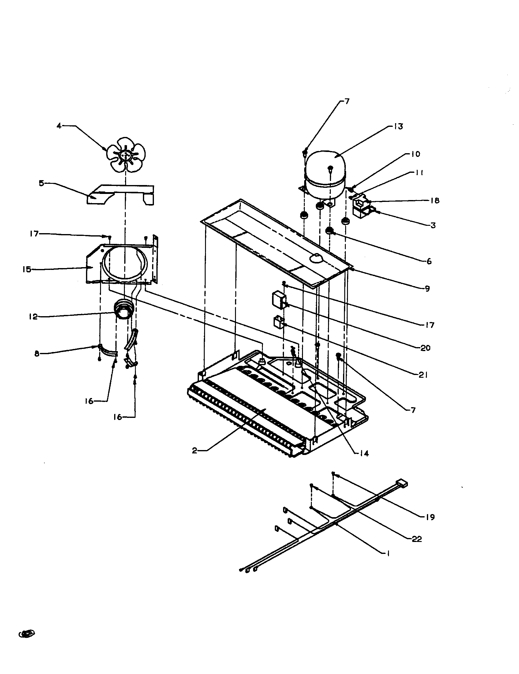 Amana TSI18A3-P1182106W compressor compartment diagram