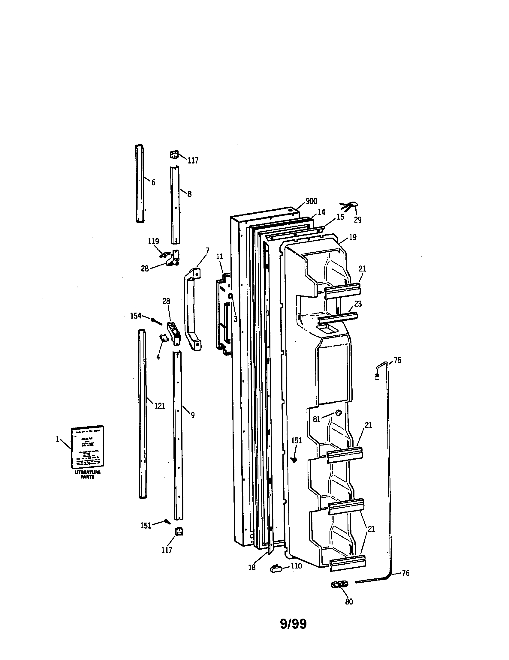 Kenmore 36357552790 freezer door diagram