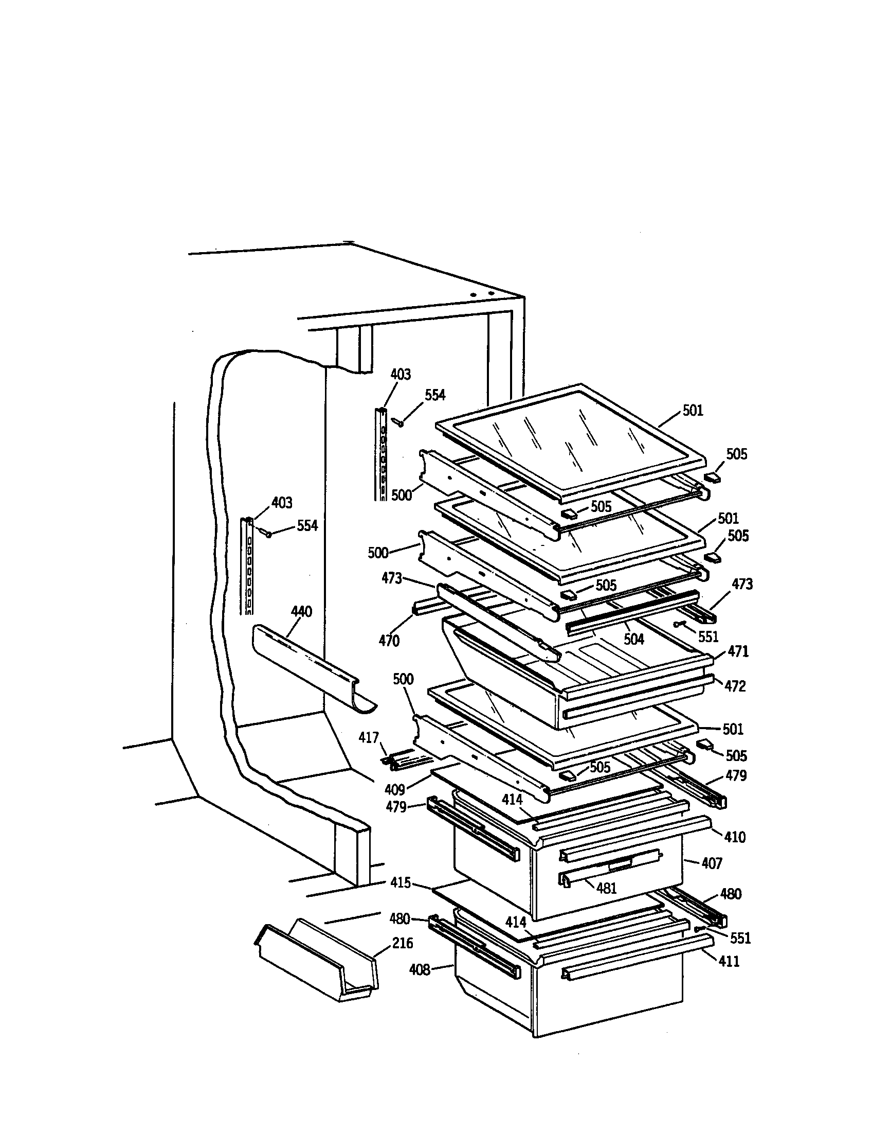 Kenmore 36357552790 fresh food section diagram