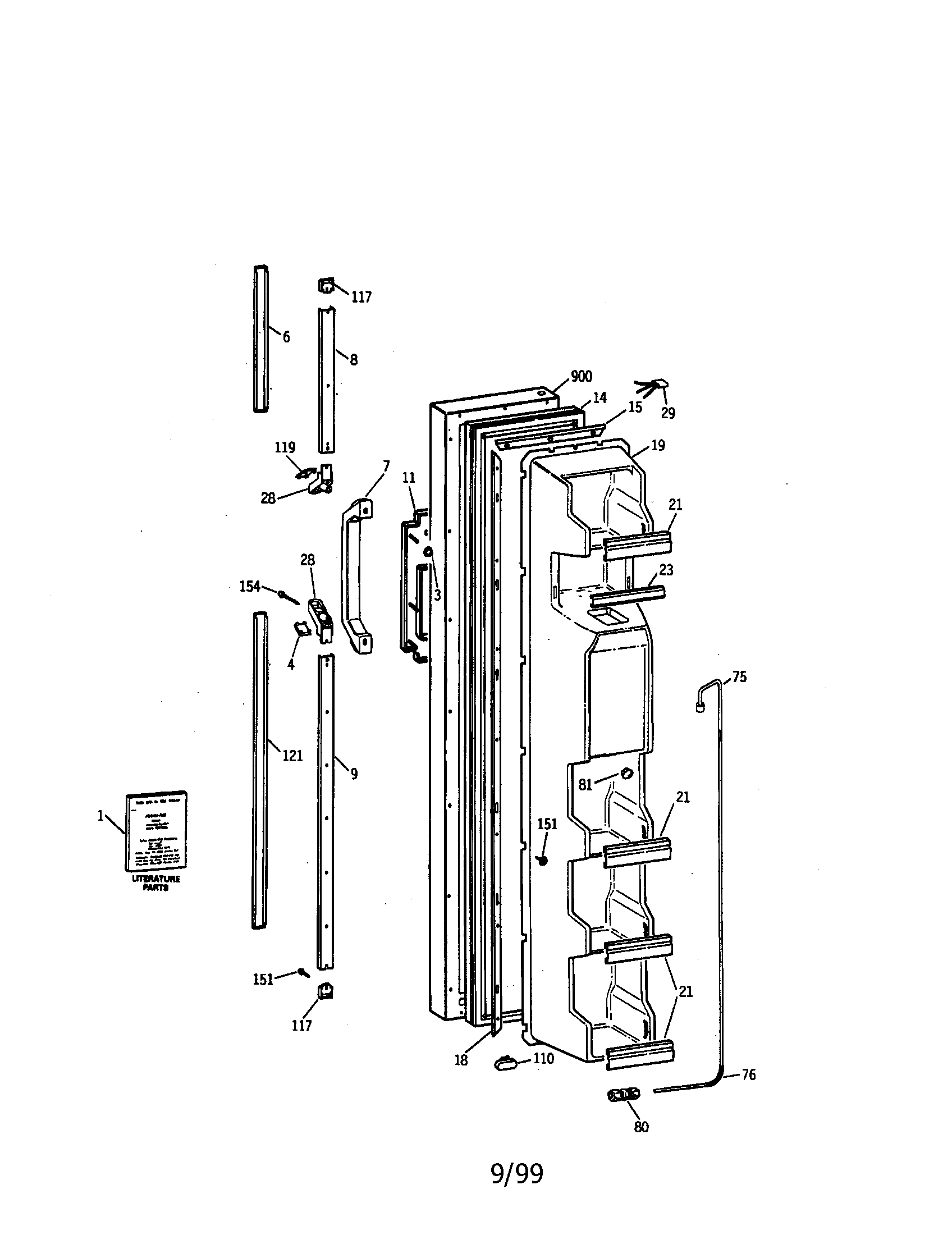 Kenmore 36357552791 freezer door diagram