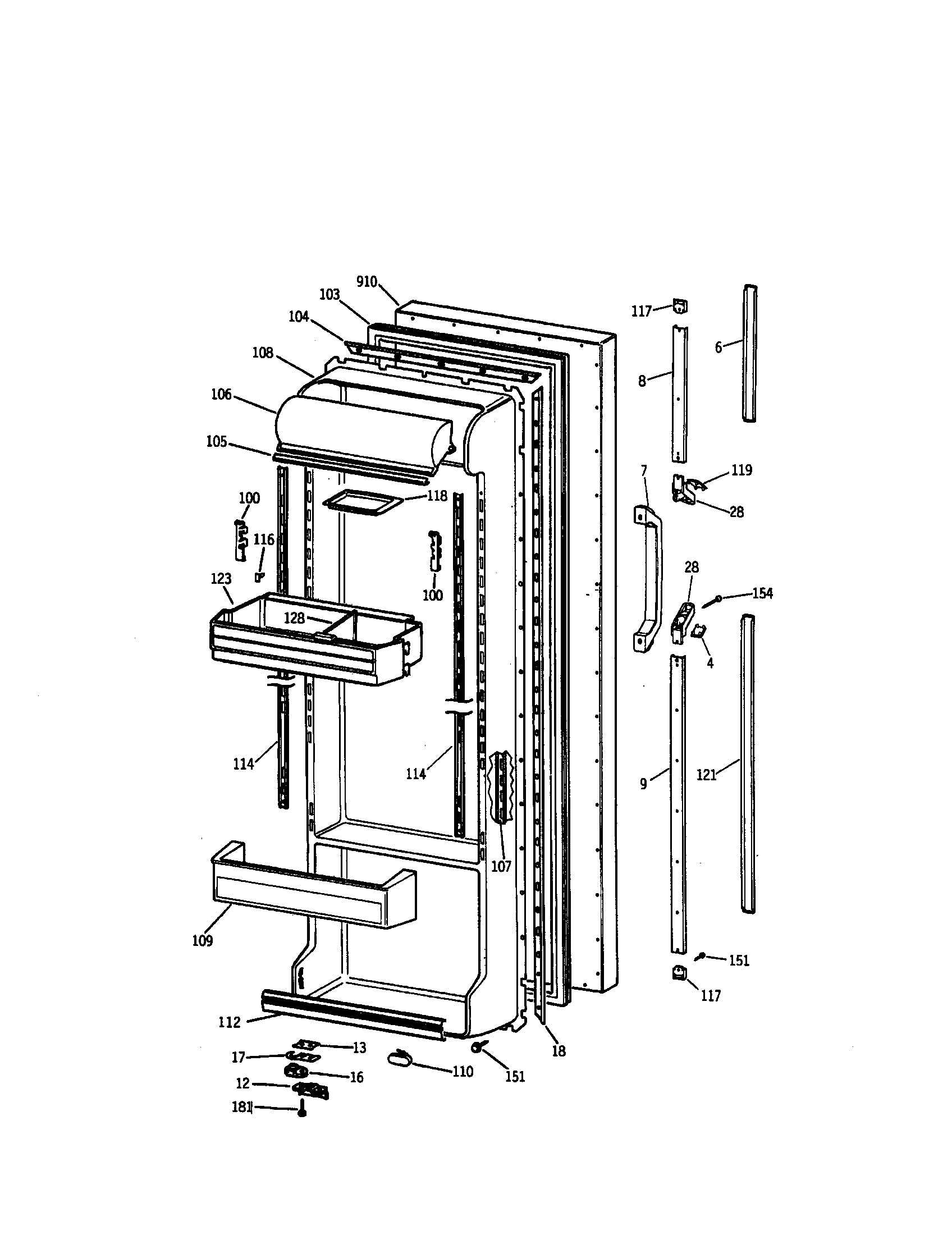 Kenmore 36357552791 fresh food door diagram