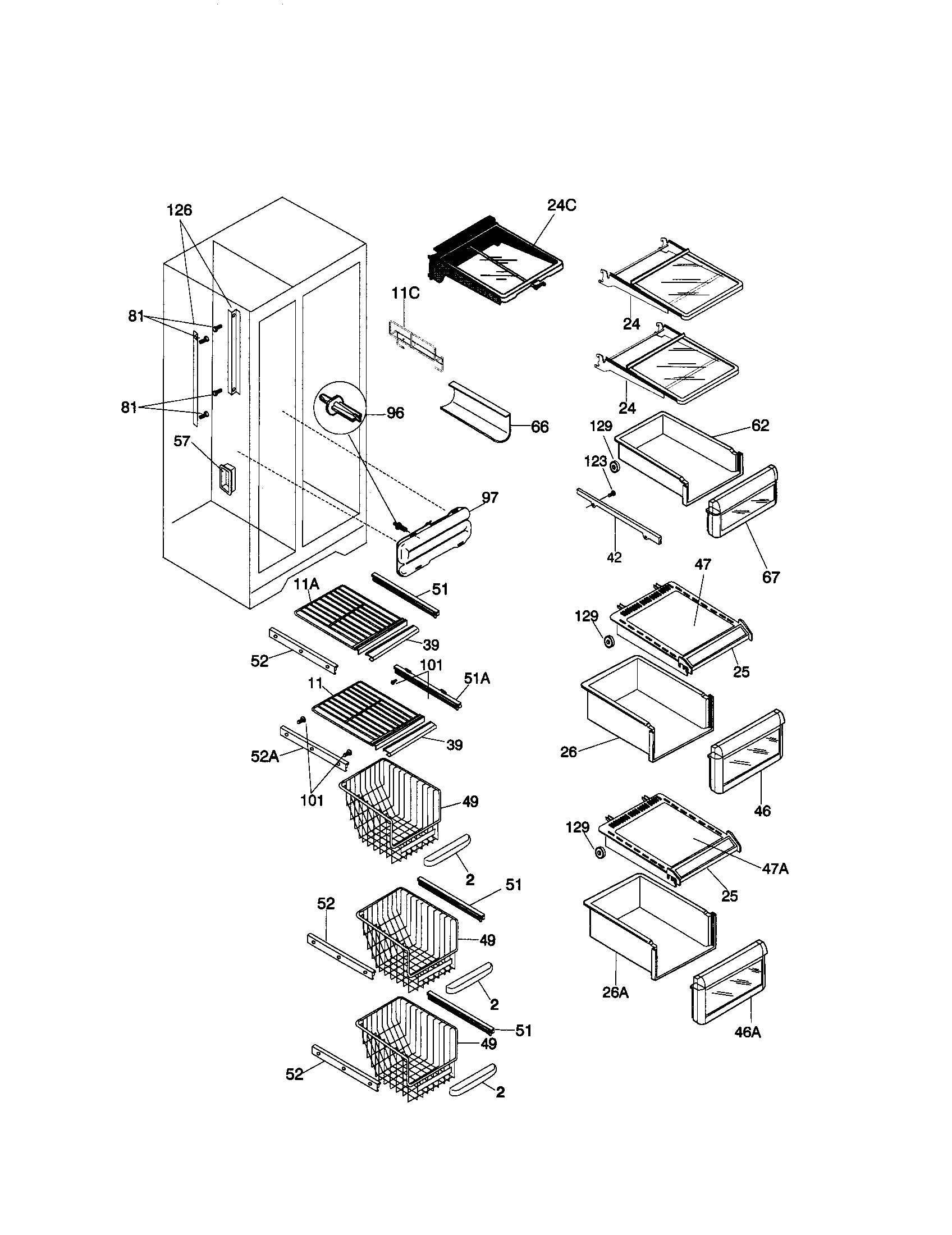Kenmore 25359682992 shelves diagram