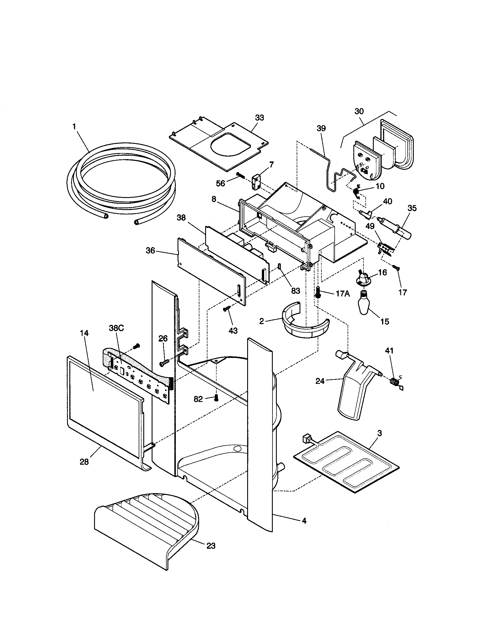 Kenmore 25359682992 dispenser diagram