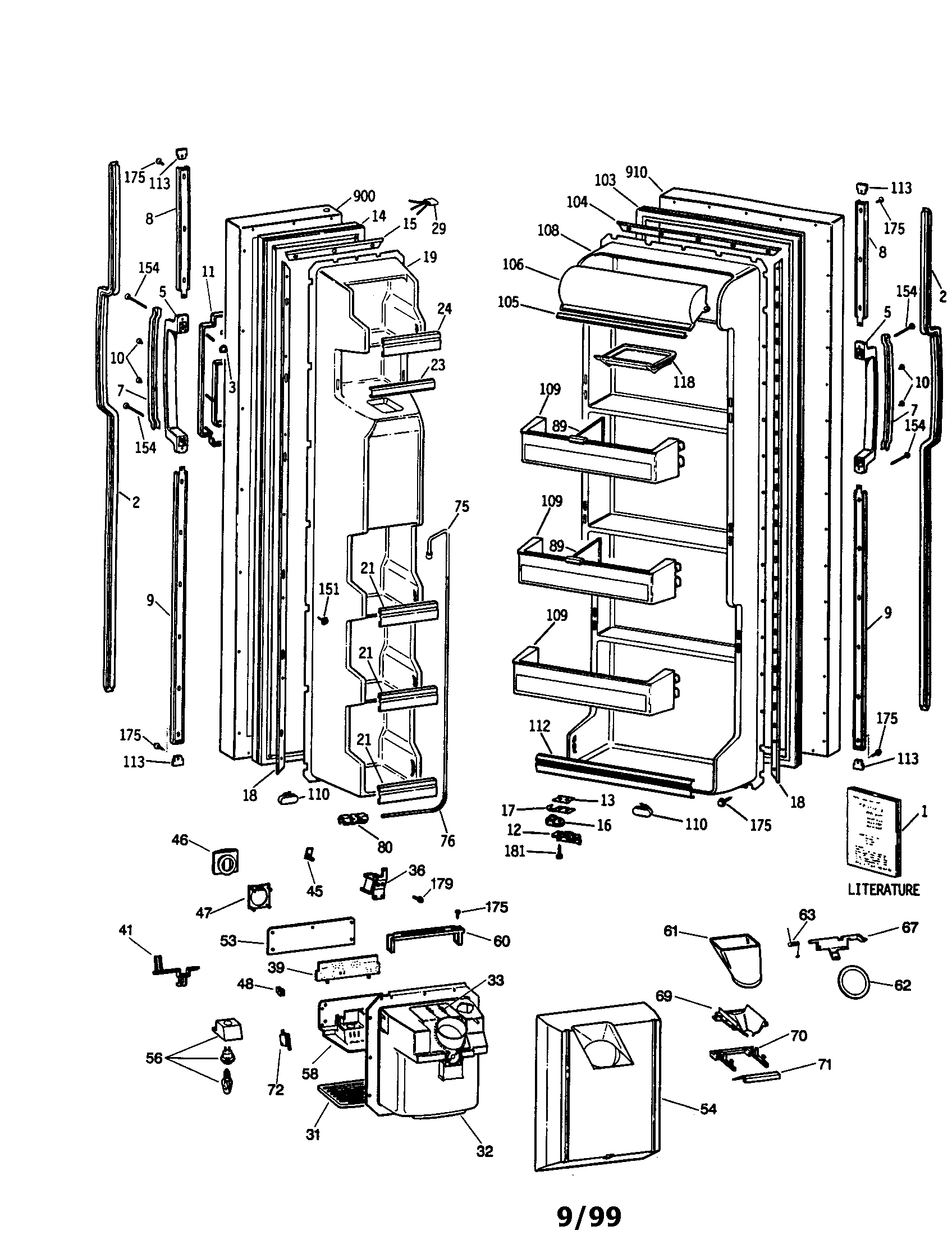 GE TFX20JRSMWW doors diagram