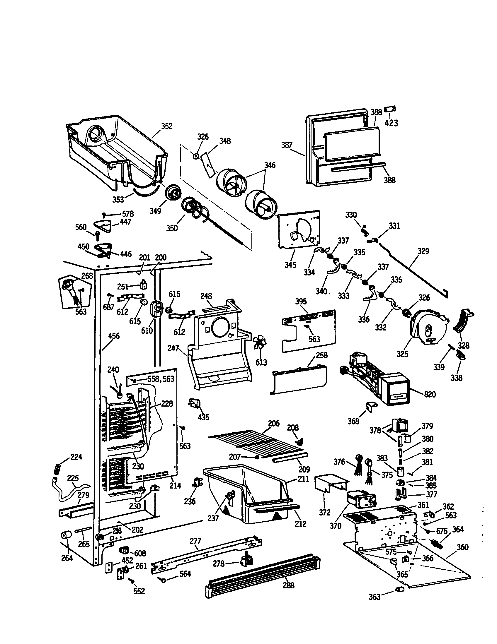 GE TFX20JRSMWW freezer section diagram