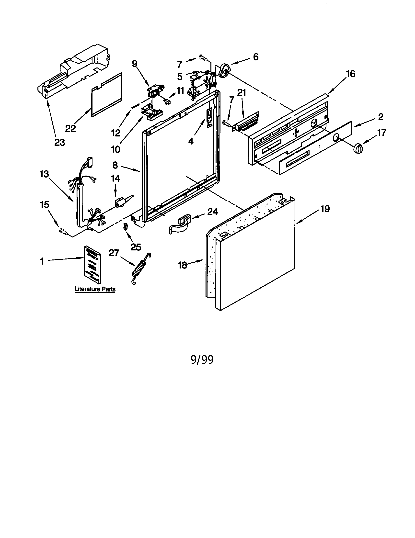 Kenmore 66516662991 frame and console diagram