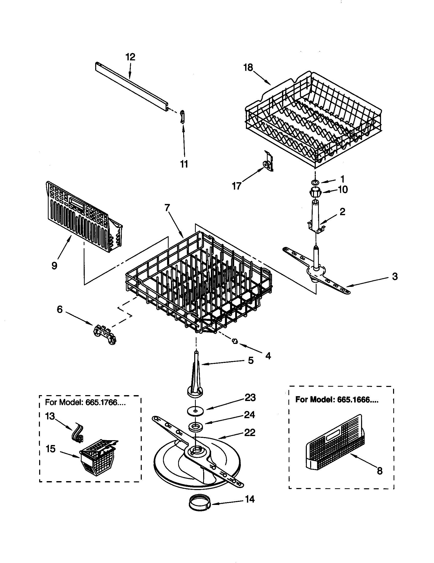 Kenmore 66516662991 dishrack diagram