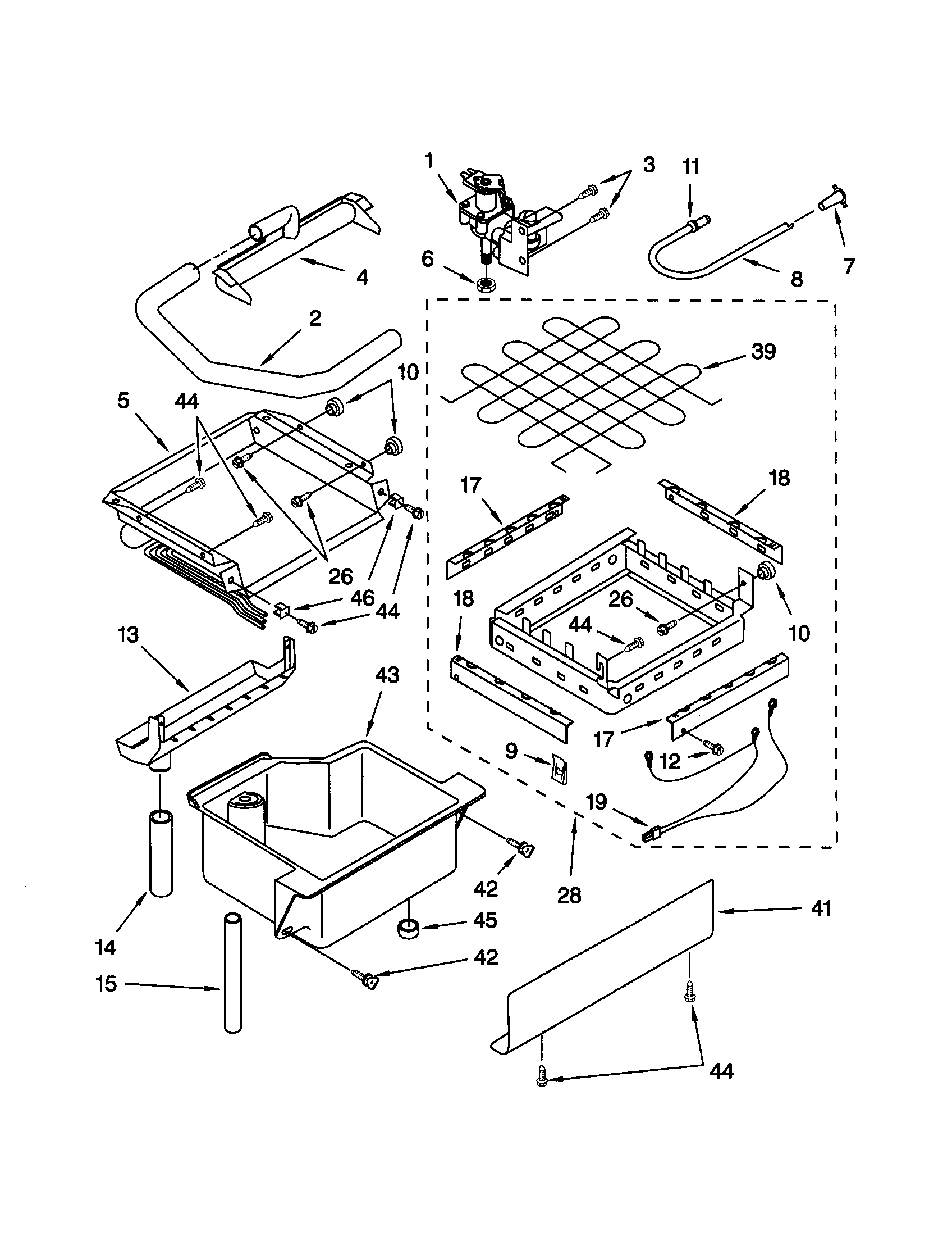 Kenmore 10689485990 evaporator/ice cutter grid/water diagram