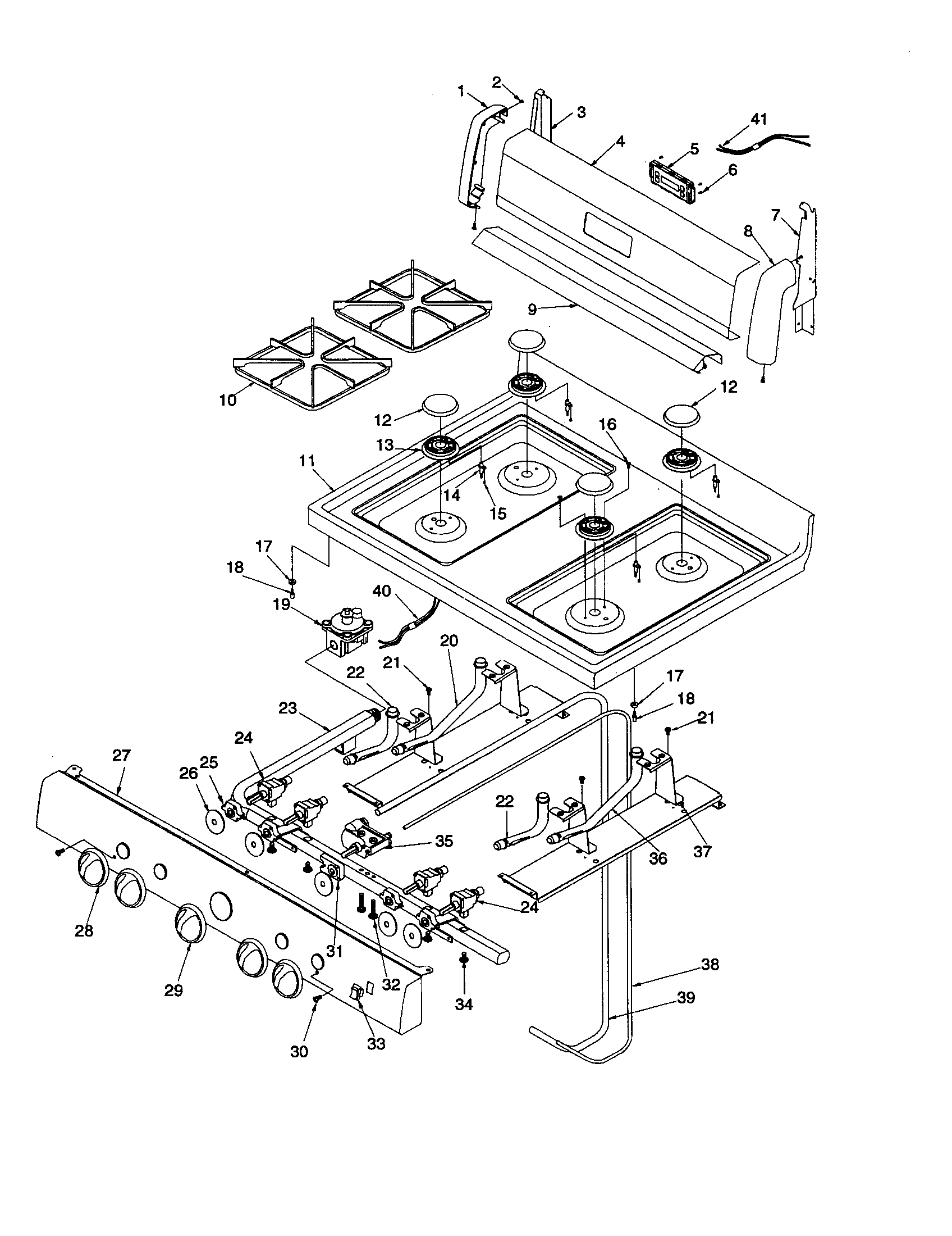 Amana ARG3600L-P1143362NL maintop and backguard diagram