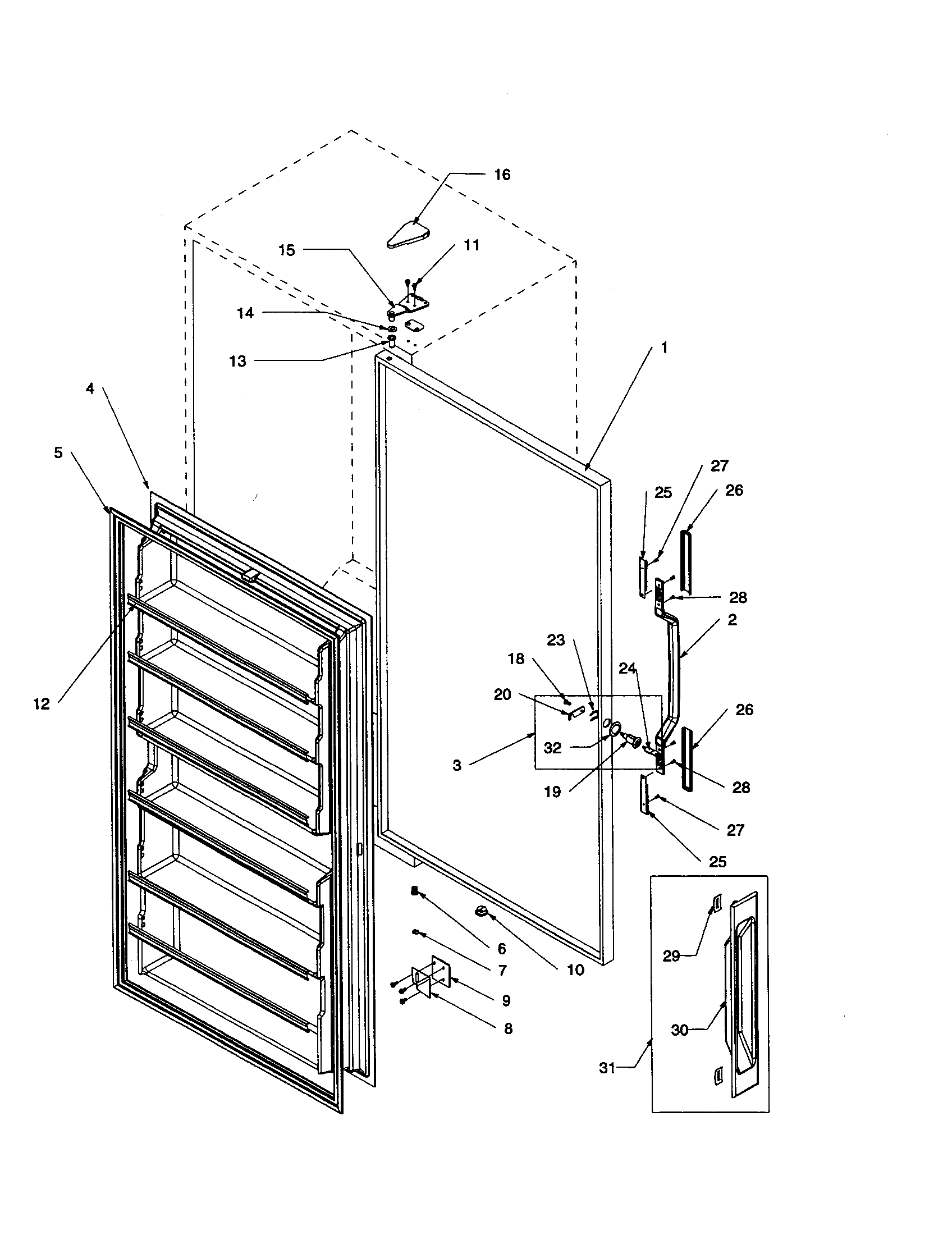 Amana AU170KW-P1317716WW door assembly diagram