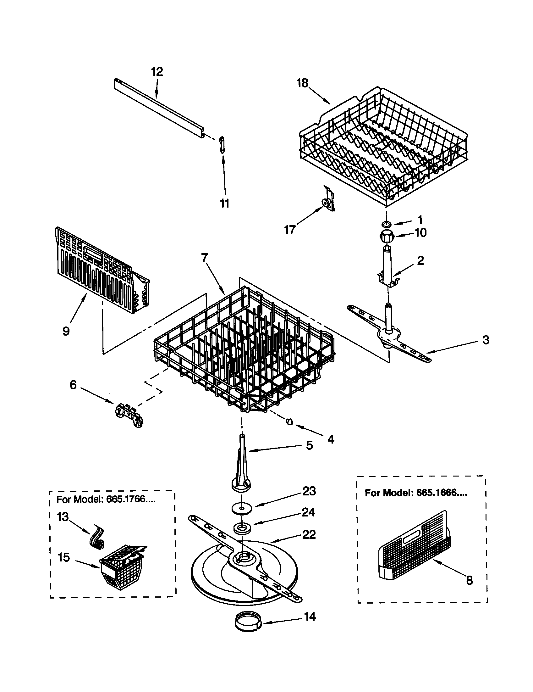 Kenmore 66517662992 dishrack diagram