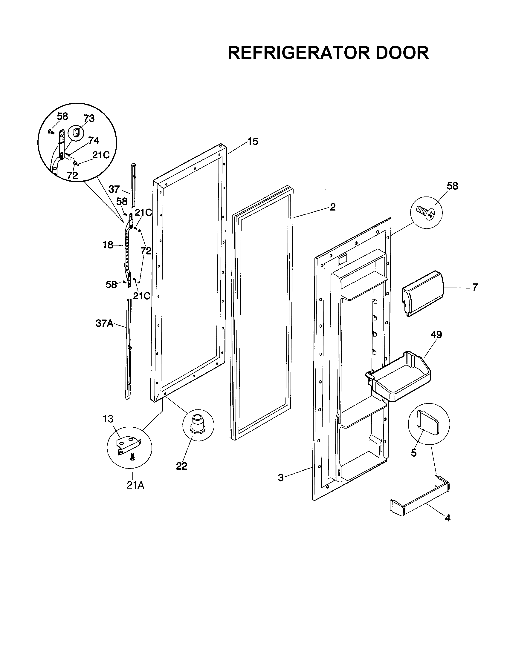 Kenmore 25358085898 refrigerator door diagram