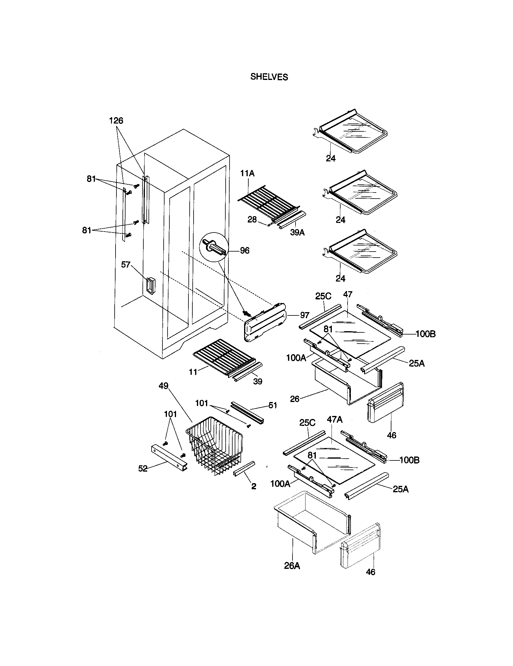 Kenmore 25358085898 shelves diagram