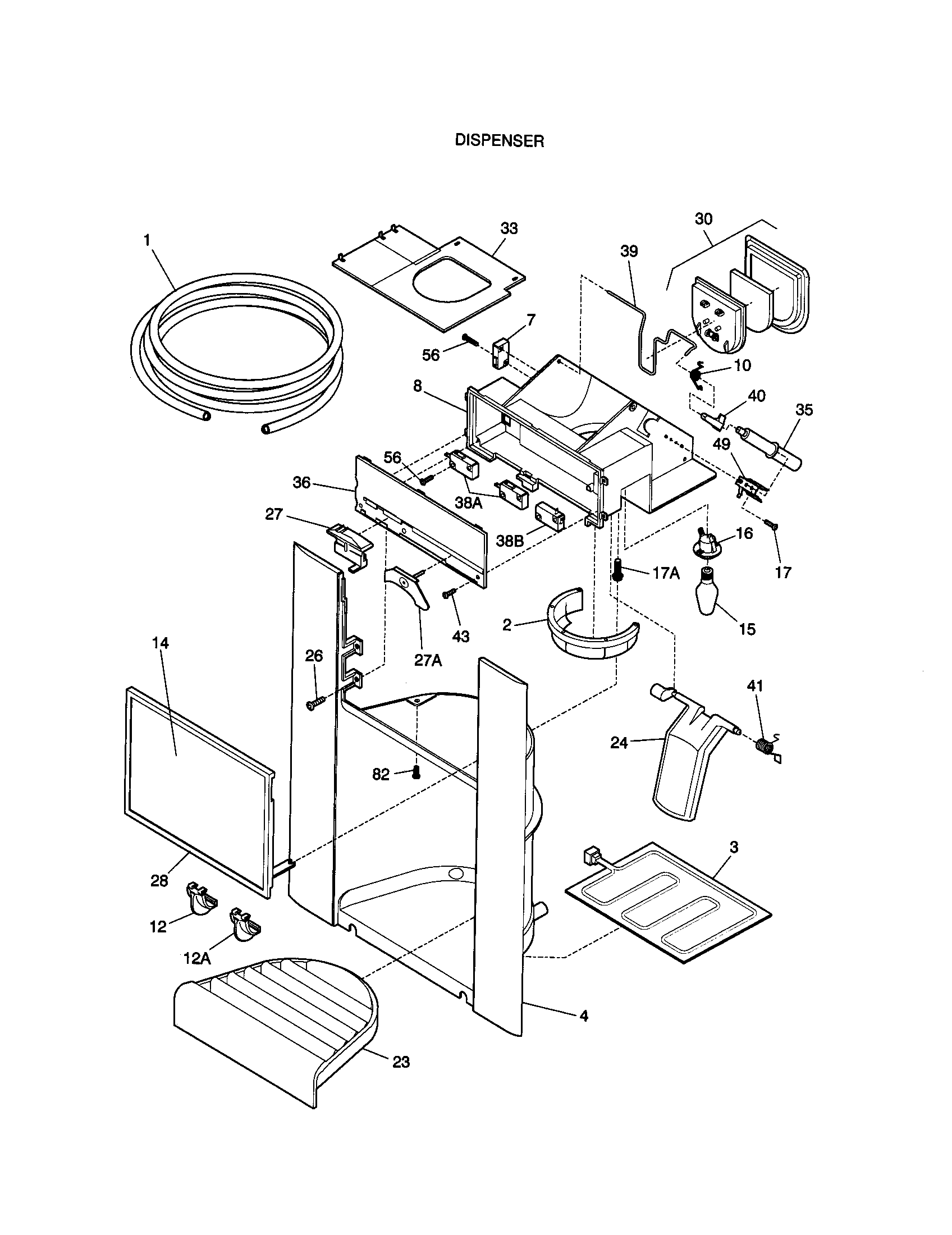 Kenmore 25358085898 dispenser diagram