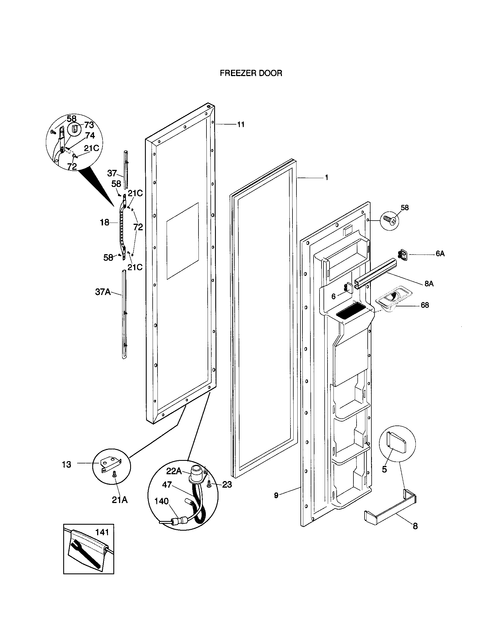 Kenmore 25358085897 freezer door diagram