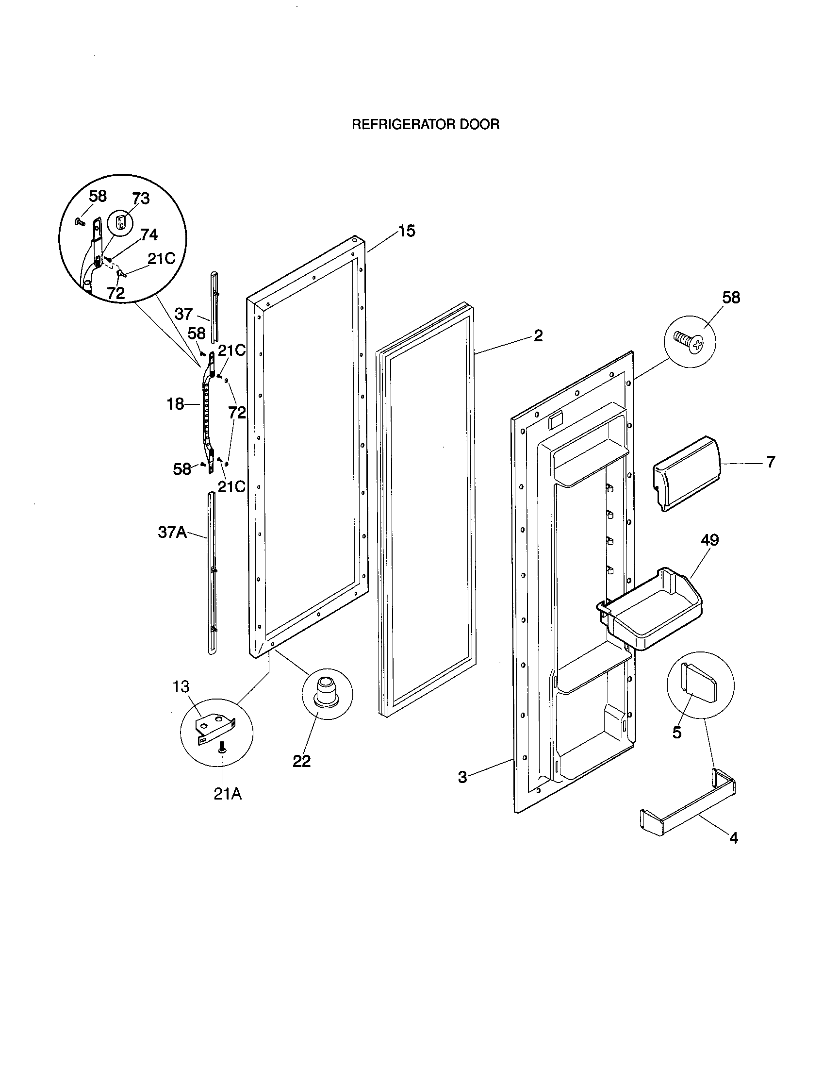 Kenmore 25358085897 refrigerator door diagram