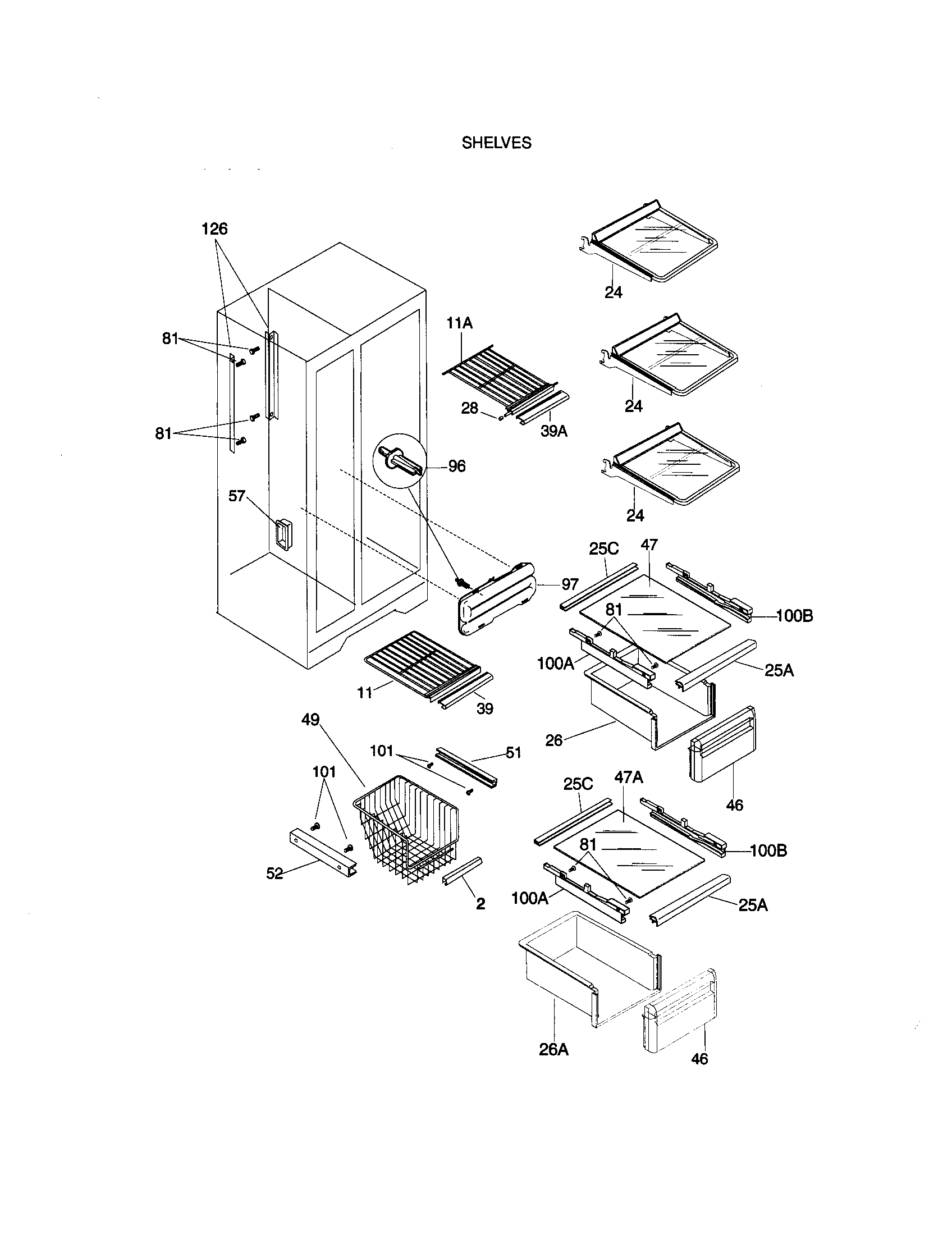 Kenmore 25358085897 shelves diagram