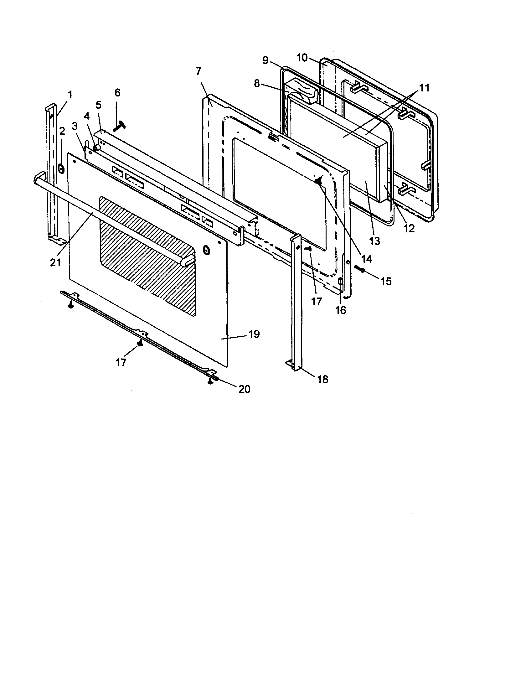 Amana ART6100LL/P1142639NLL oven door diagram