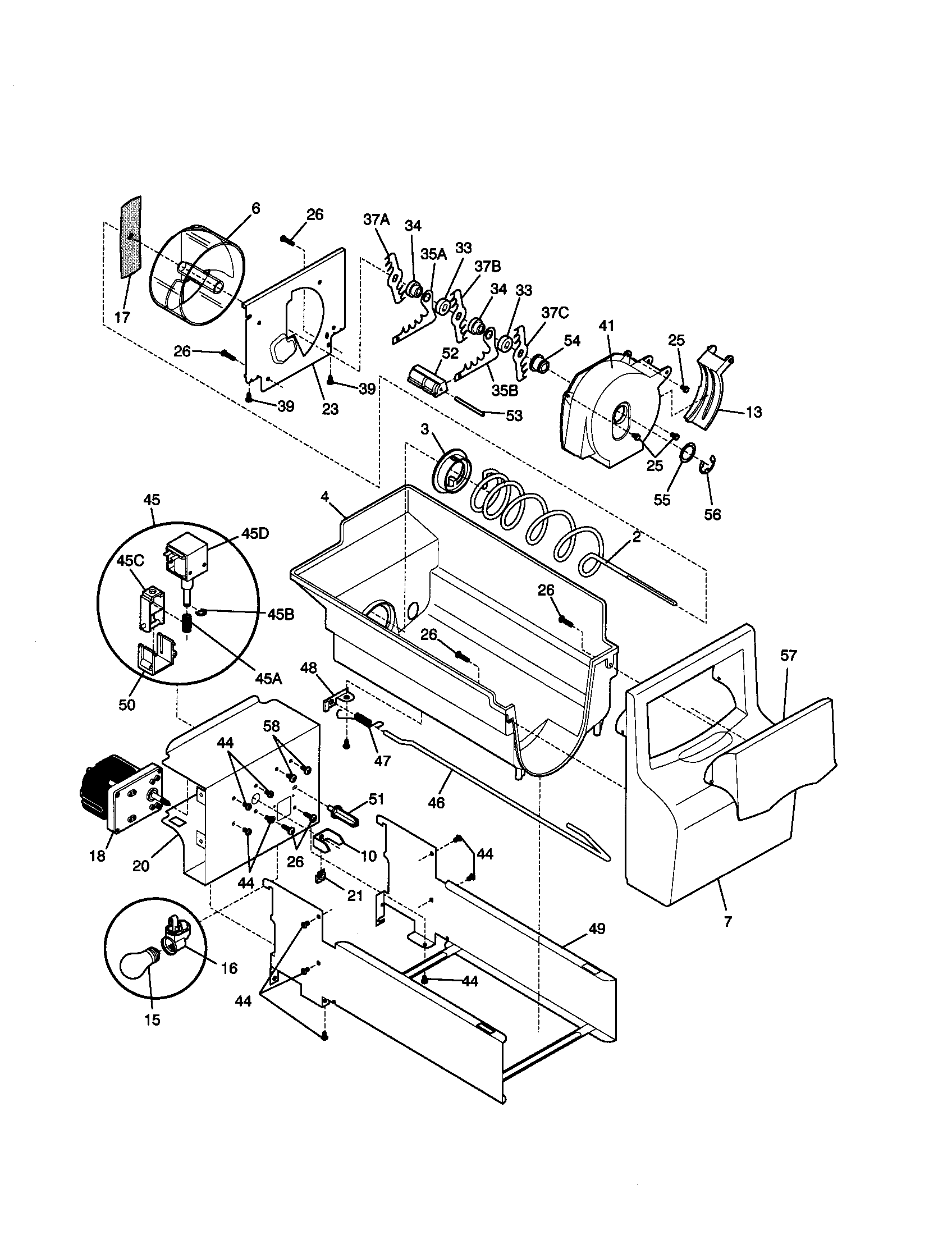 Kenmore 25359683992 ice container diagram