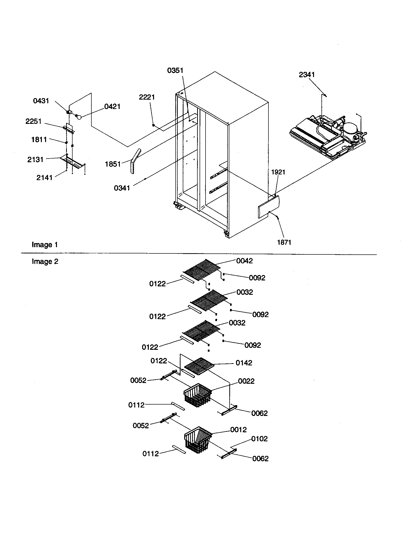 Amana SB21VPSE-P1315603WE freezer shelves/lights diagram