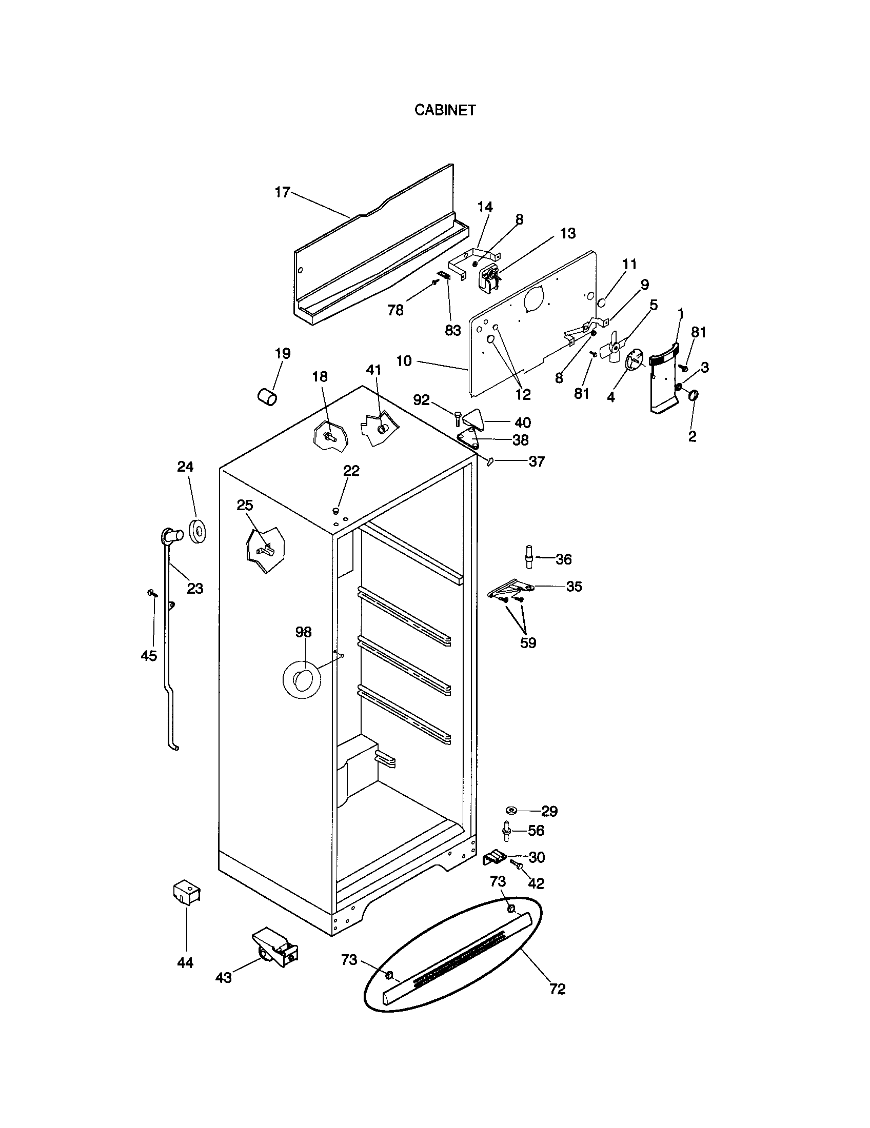 Kenmore 25379882990 cabinet diagram