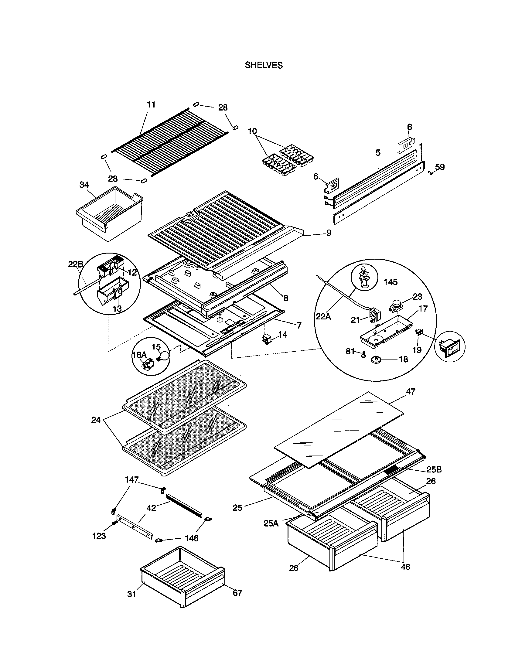 Kenmore 25379882990 shelves diagram