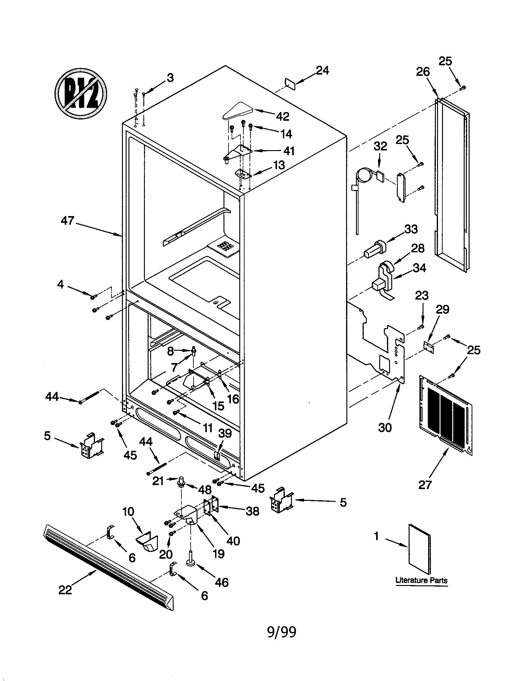 KitchenAid KBRS22KGAL1 cabinet diagram