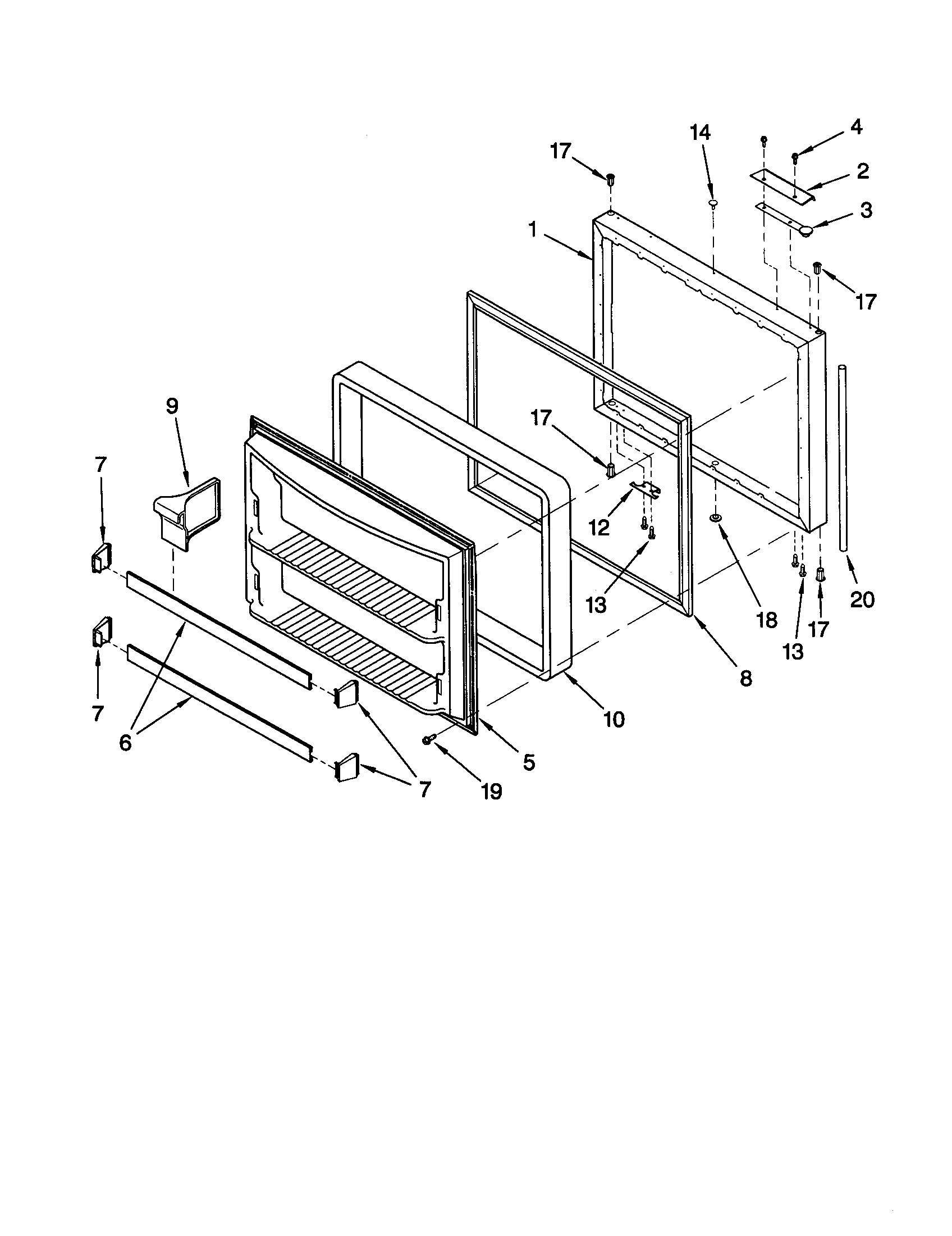 KitchenAid KBRS22KGAL1 freezer door diagram