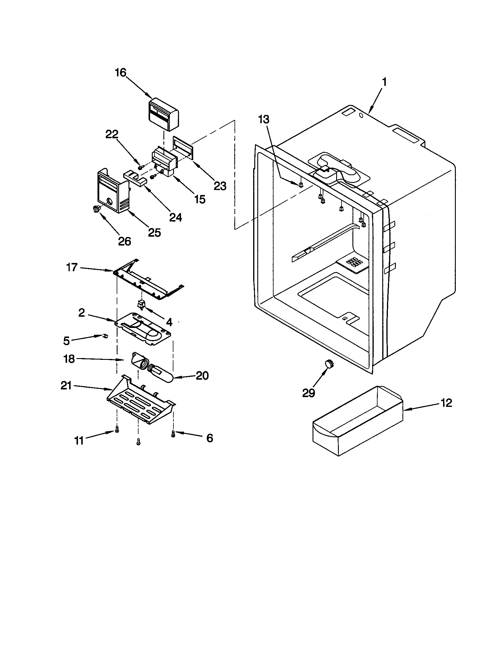 KitchenAid KBRS22KGAL1 refrigerator liner diagram