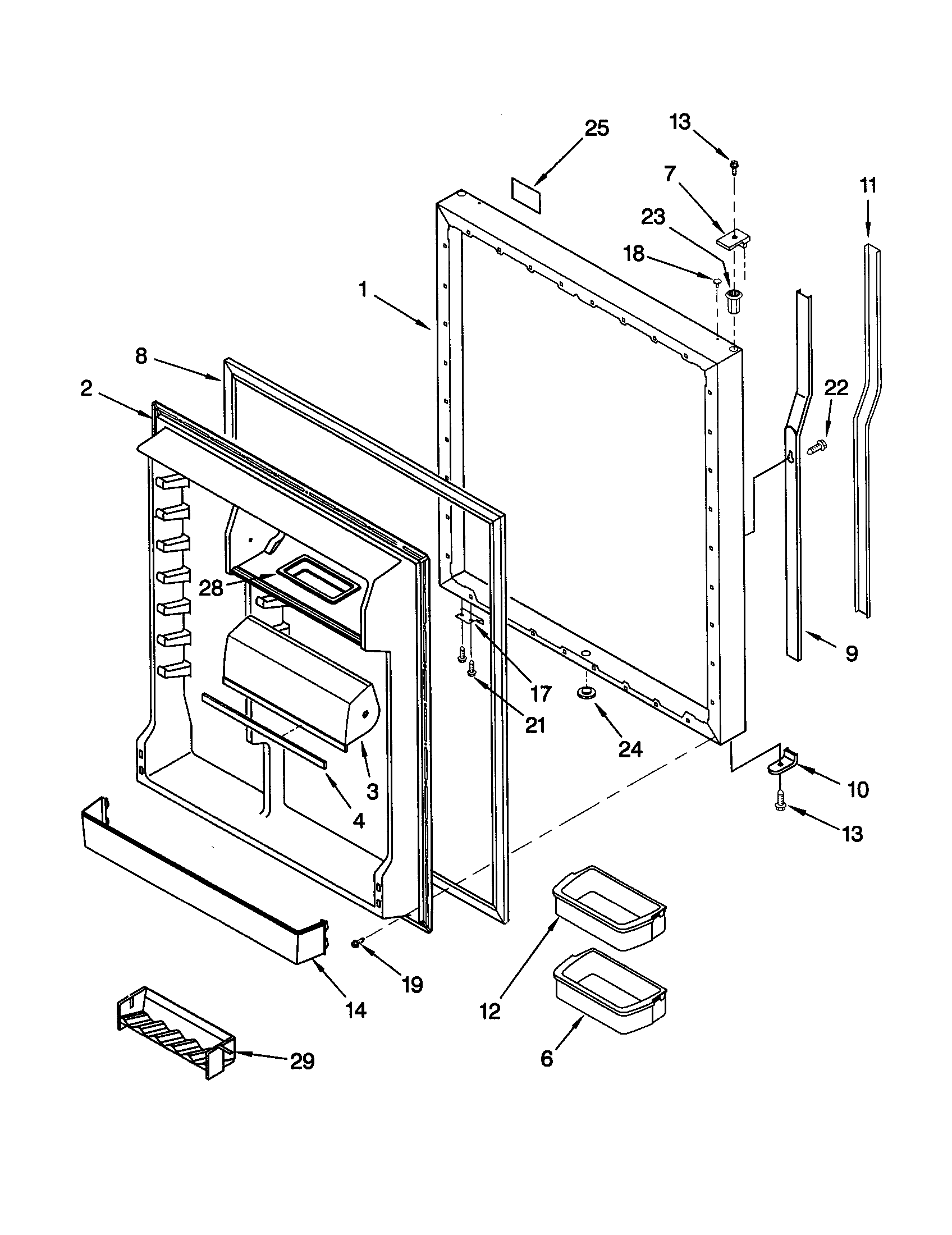 KitchenAid KBRS22KGAL1 refrigerator door diagram