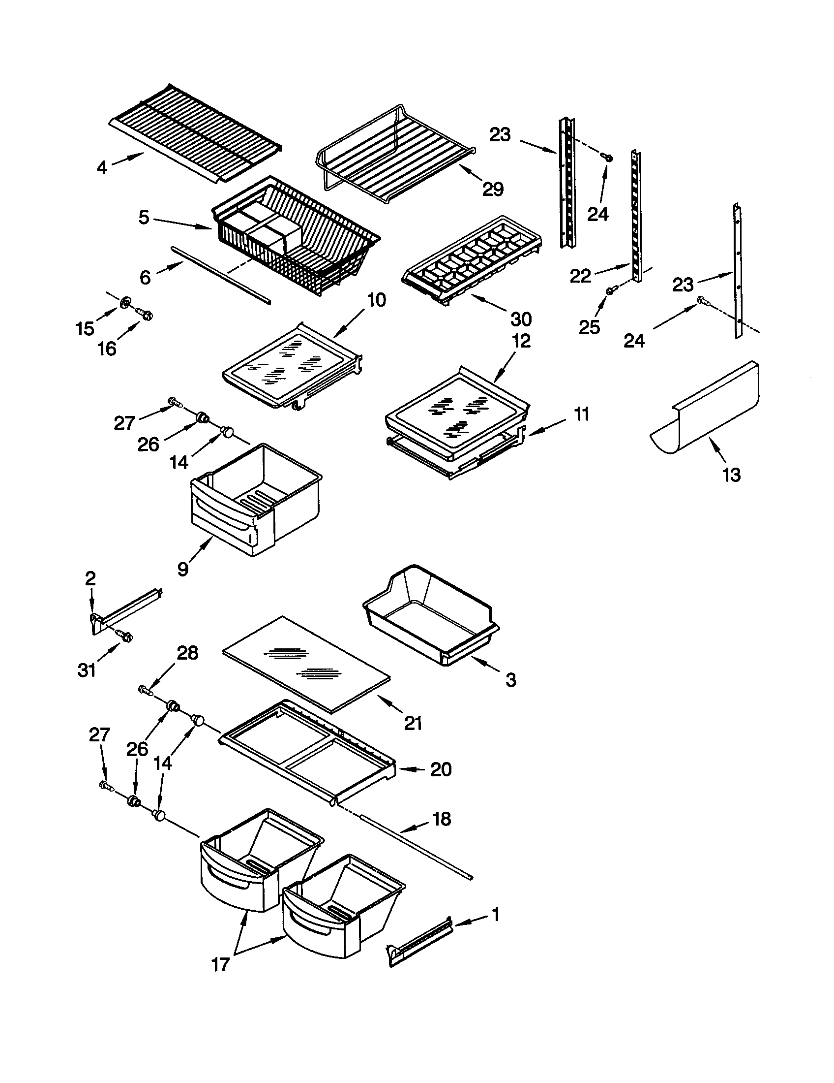 KitchenAid KBRS22KGAL1 shelf diagram