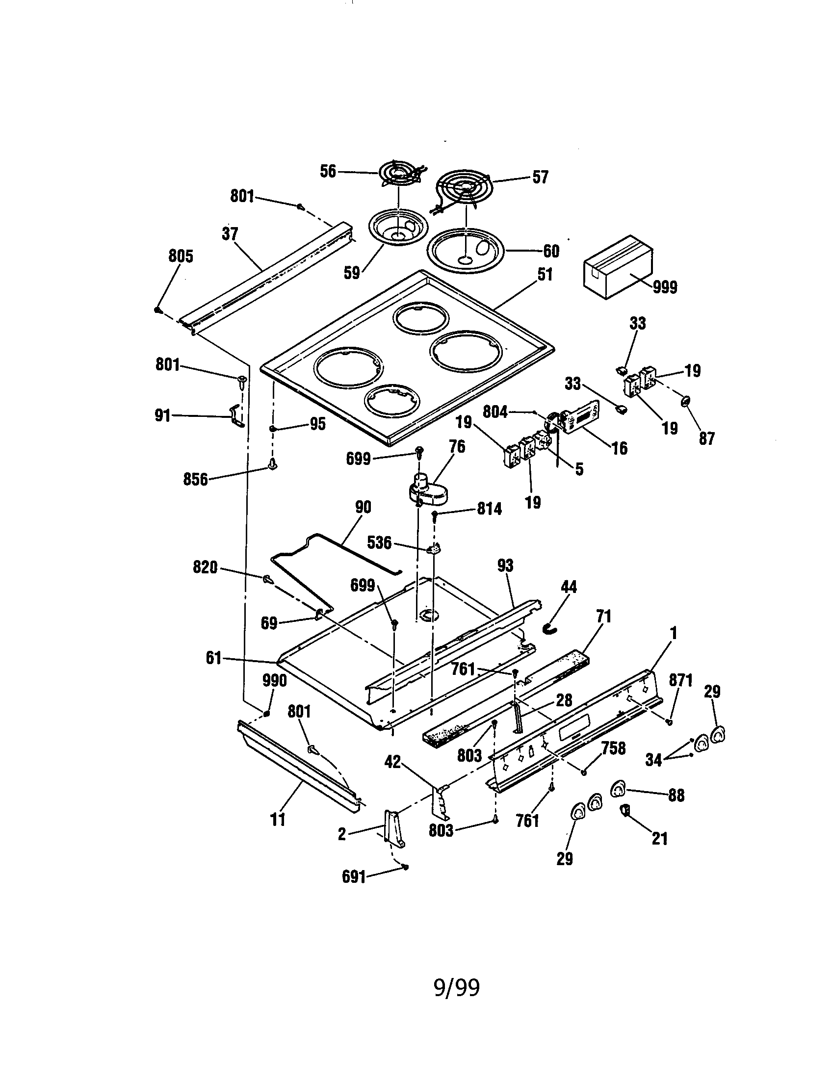 Kenmore 9114624195 main top diagram