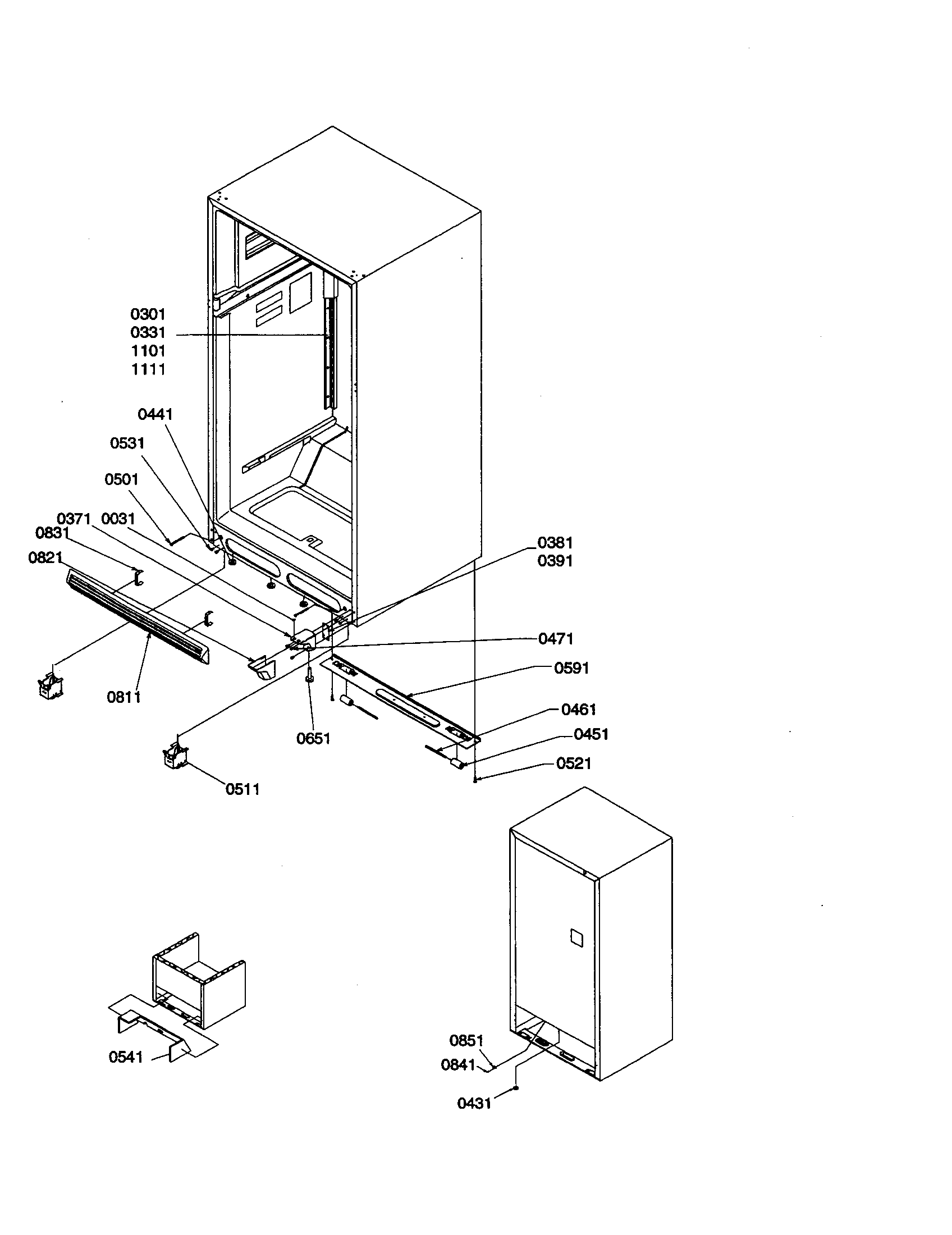 Amana TR25V2L-P1316102WL ladders and lower cabinet diagram