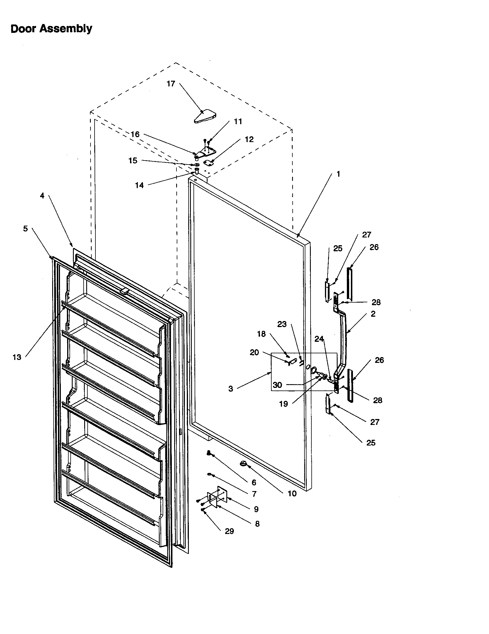 Amana AUF150KW-P1317705WW door assembly diagram