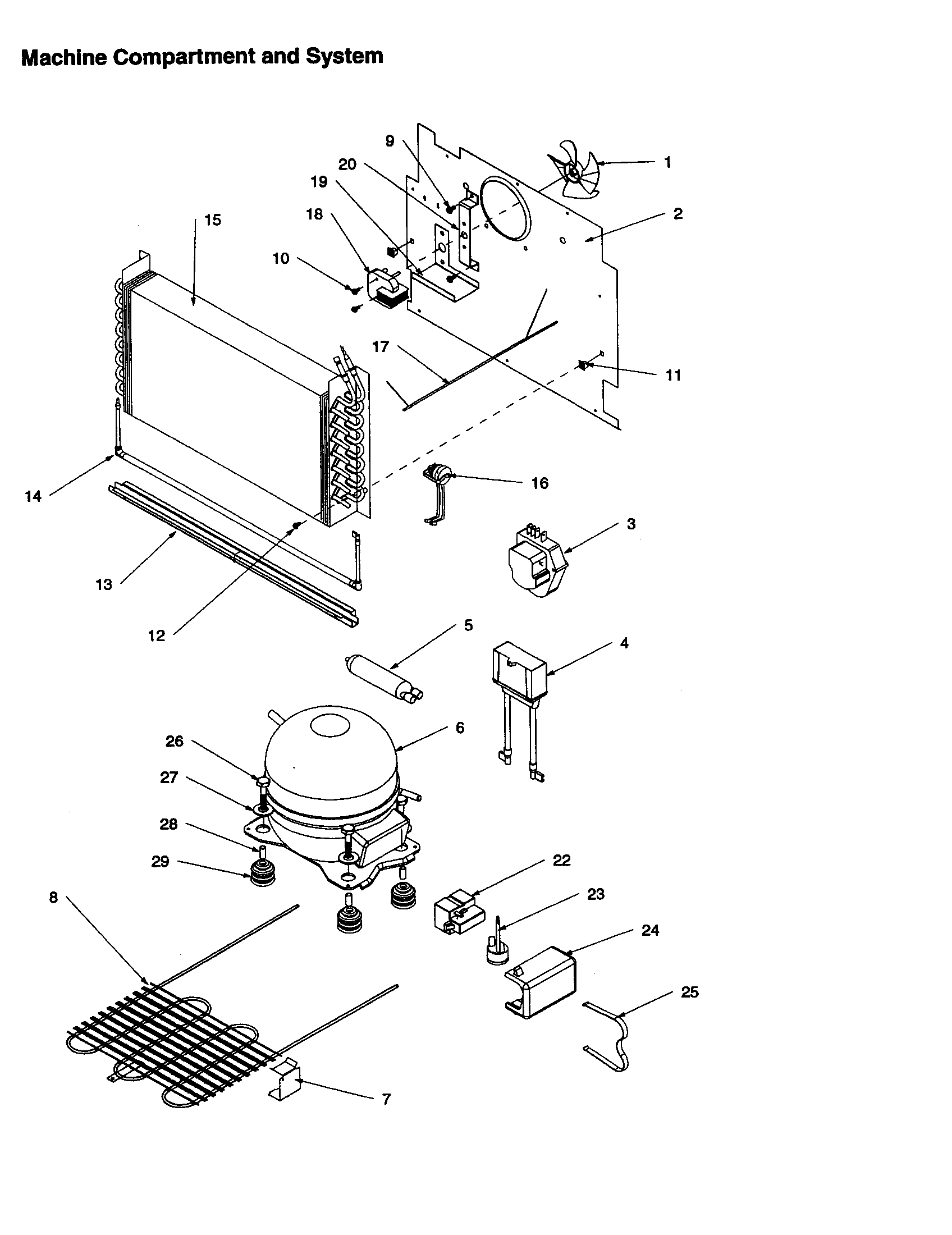 Amana AUF150KW-P1317705WW machine compartment and system diagram