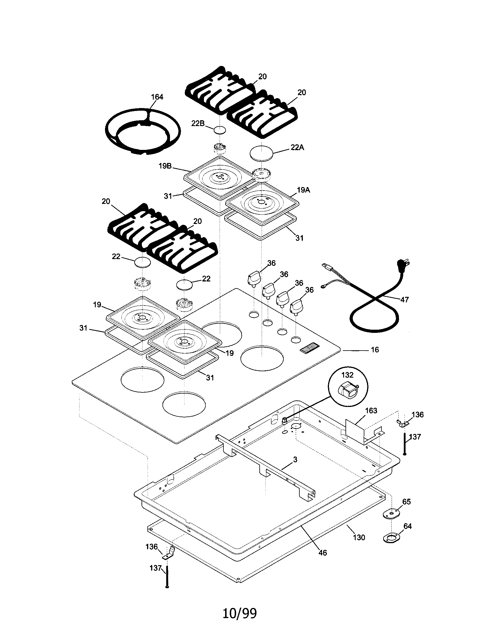 Kenmore 79033009990 cooktop diagram