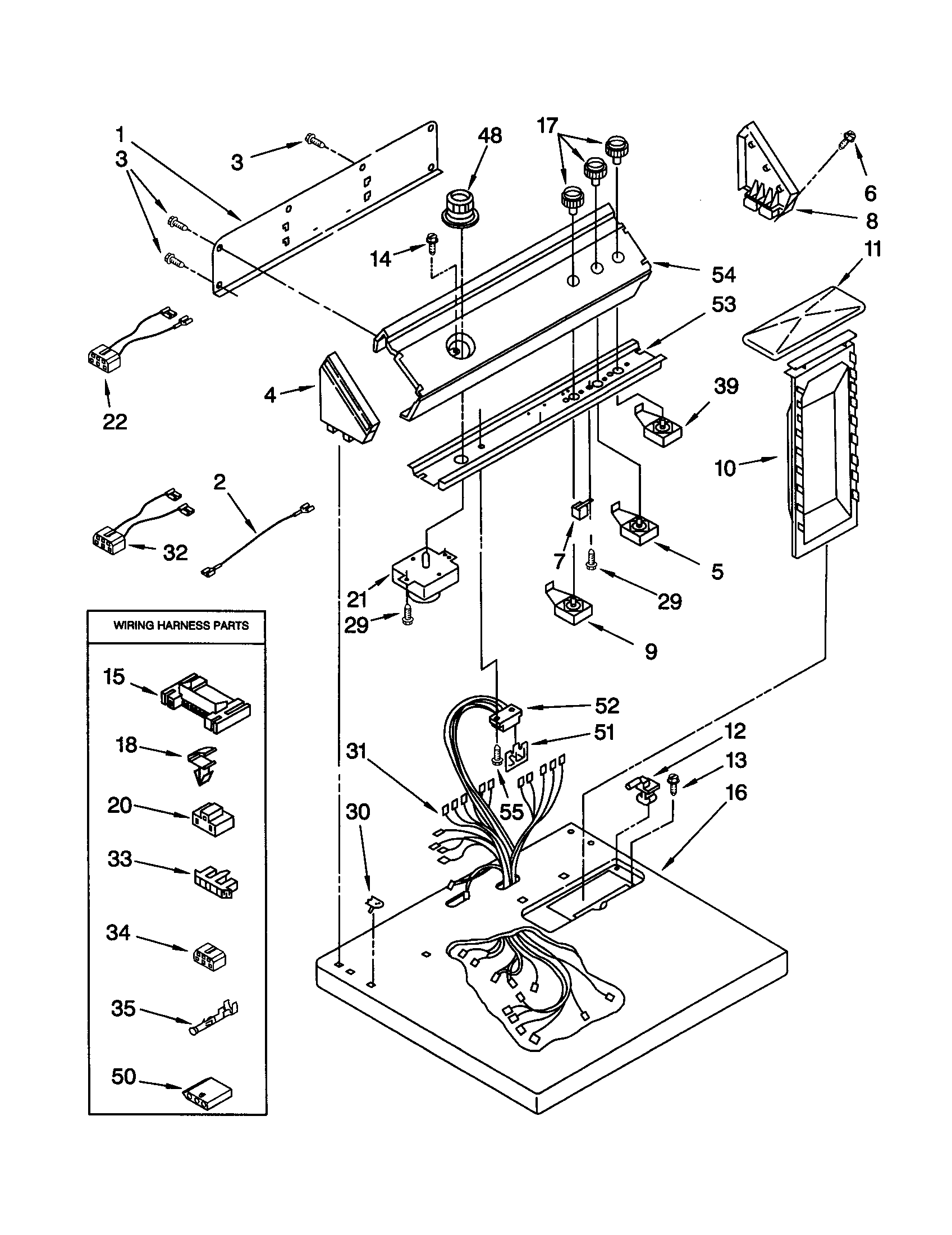 Whirlpool LEQ8858HZ1 top and console diagram