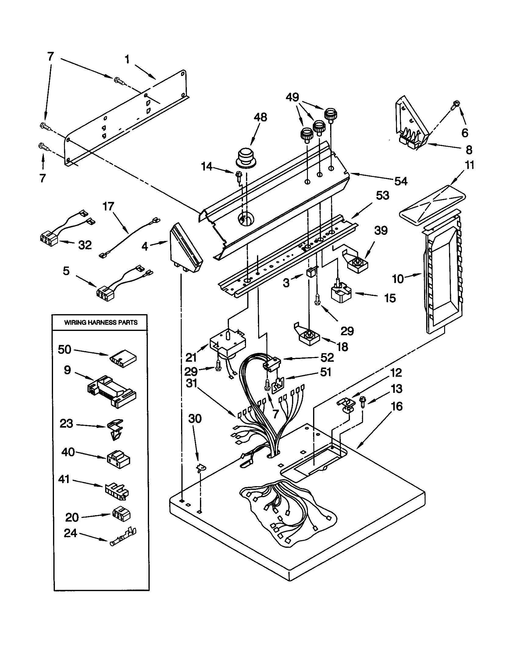 Whirlpool LEN1000HQ1 top and console diagram