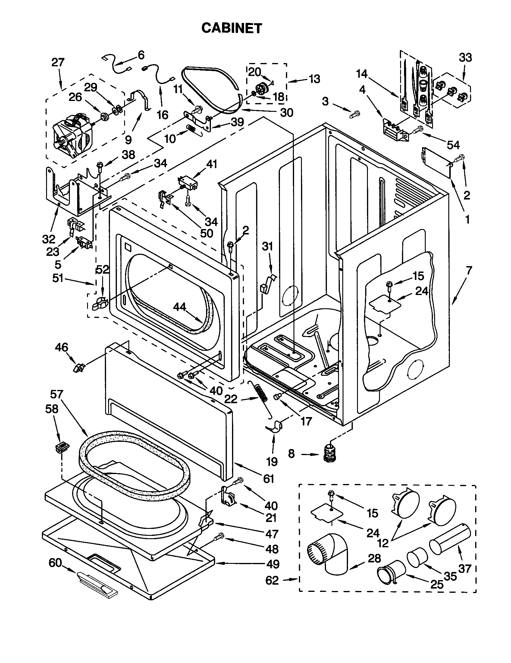 Whirlpool GEC9858HZ1 cabinet diagram