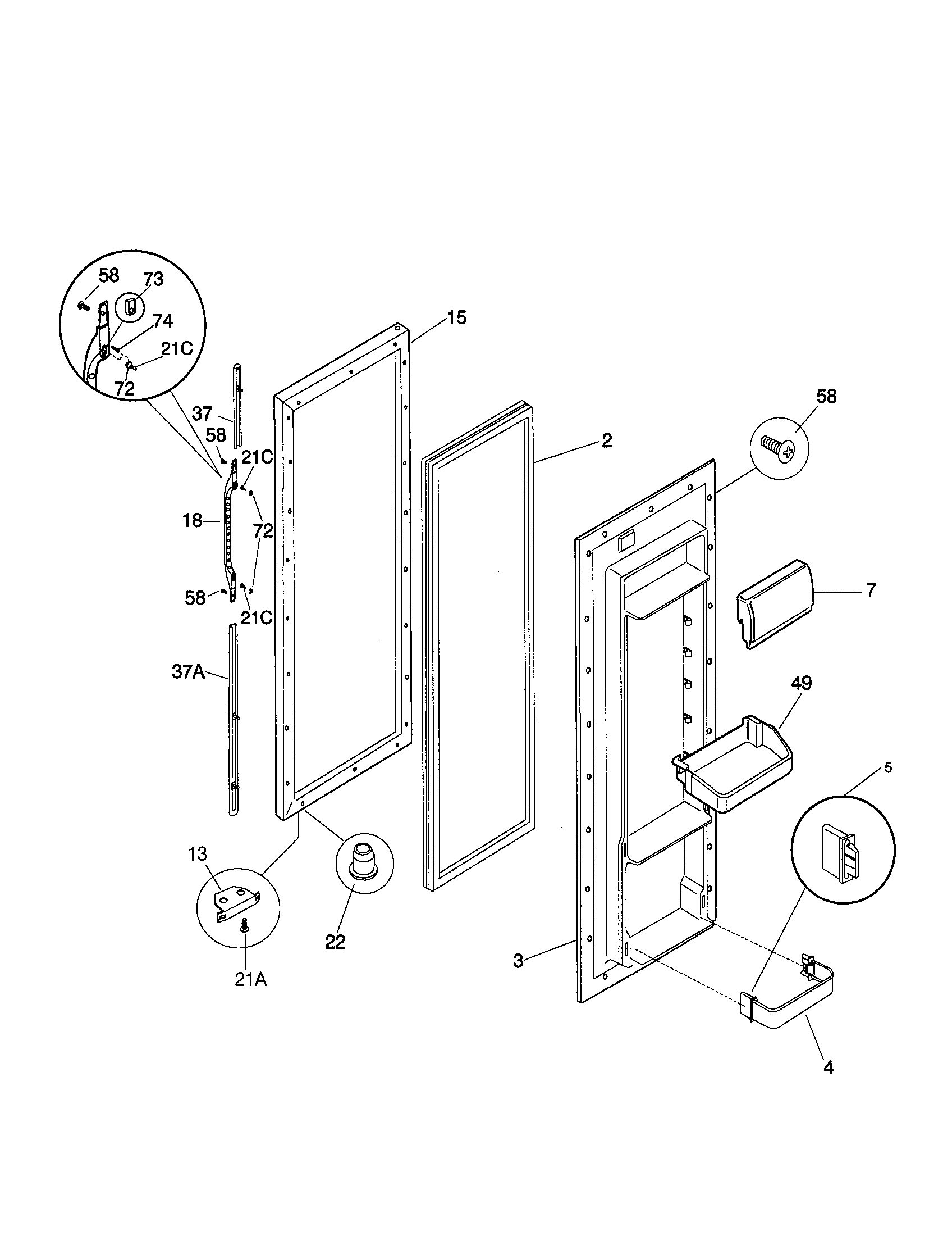 Kenmore 25359482993 refrigerator door diagram