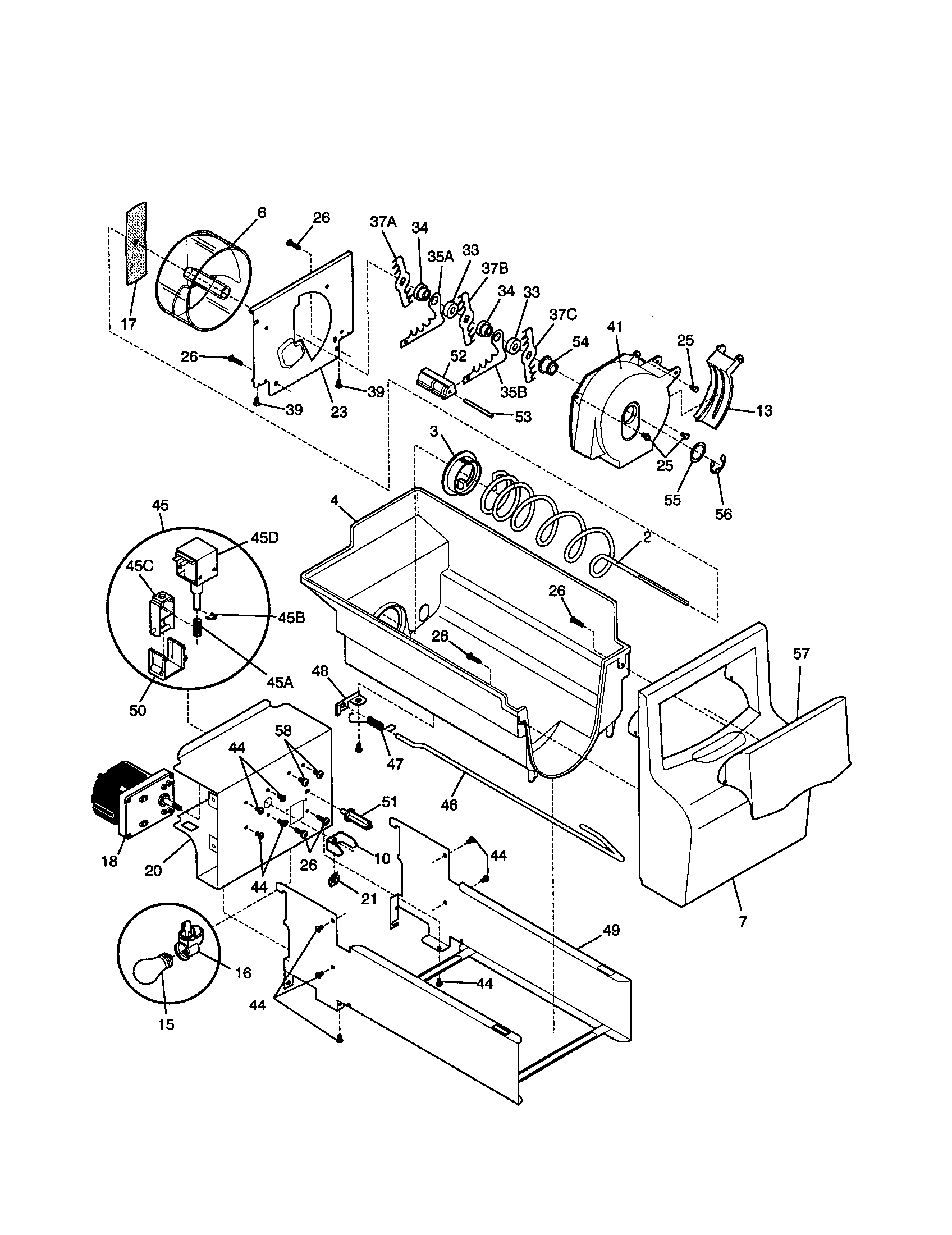 Kenmore 25359482993 ice container diagram