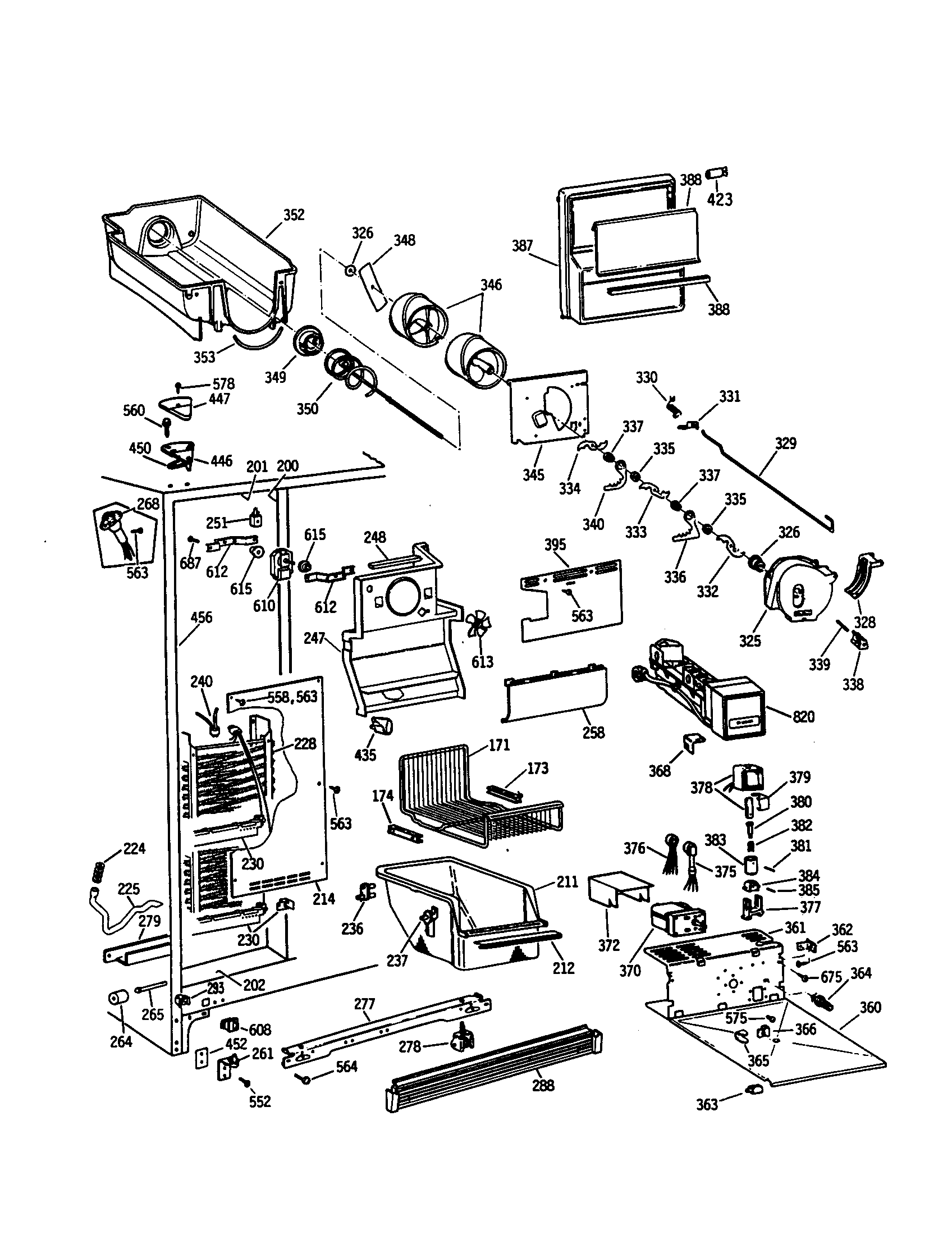 GE TFH27PRSBWW freezer section diagram
