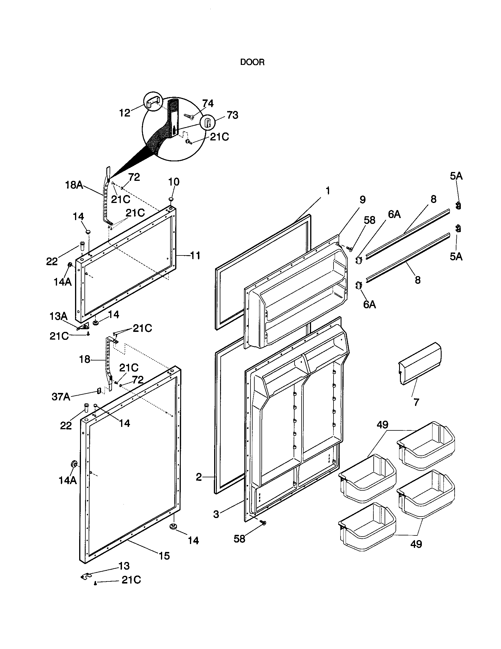 Kenmore 25370132990 door diagram
