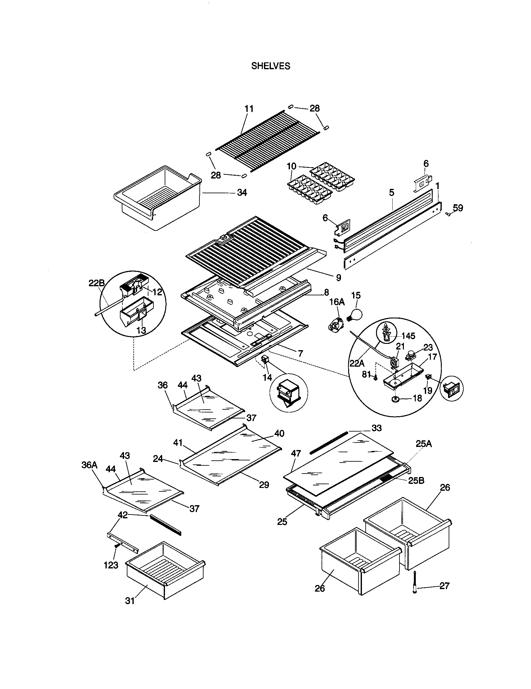 Kenmore 25370132990 shelves diagram