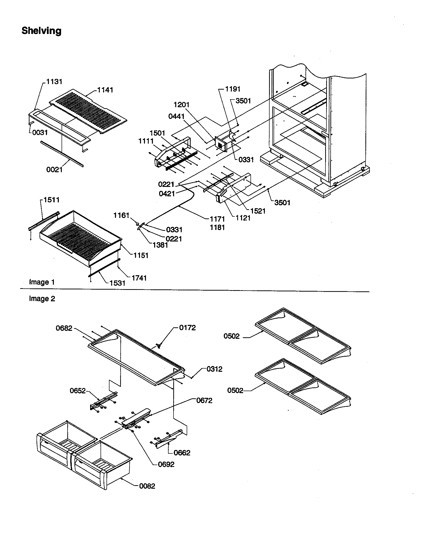 Amana B136CAL3-P1318401W shelving diagram