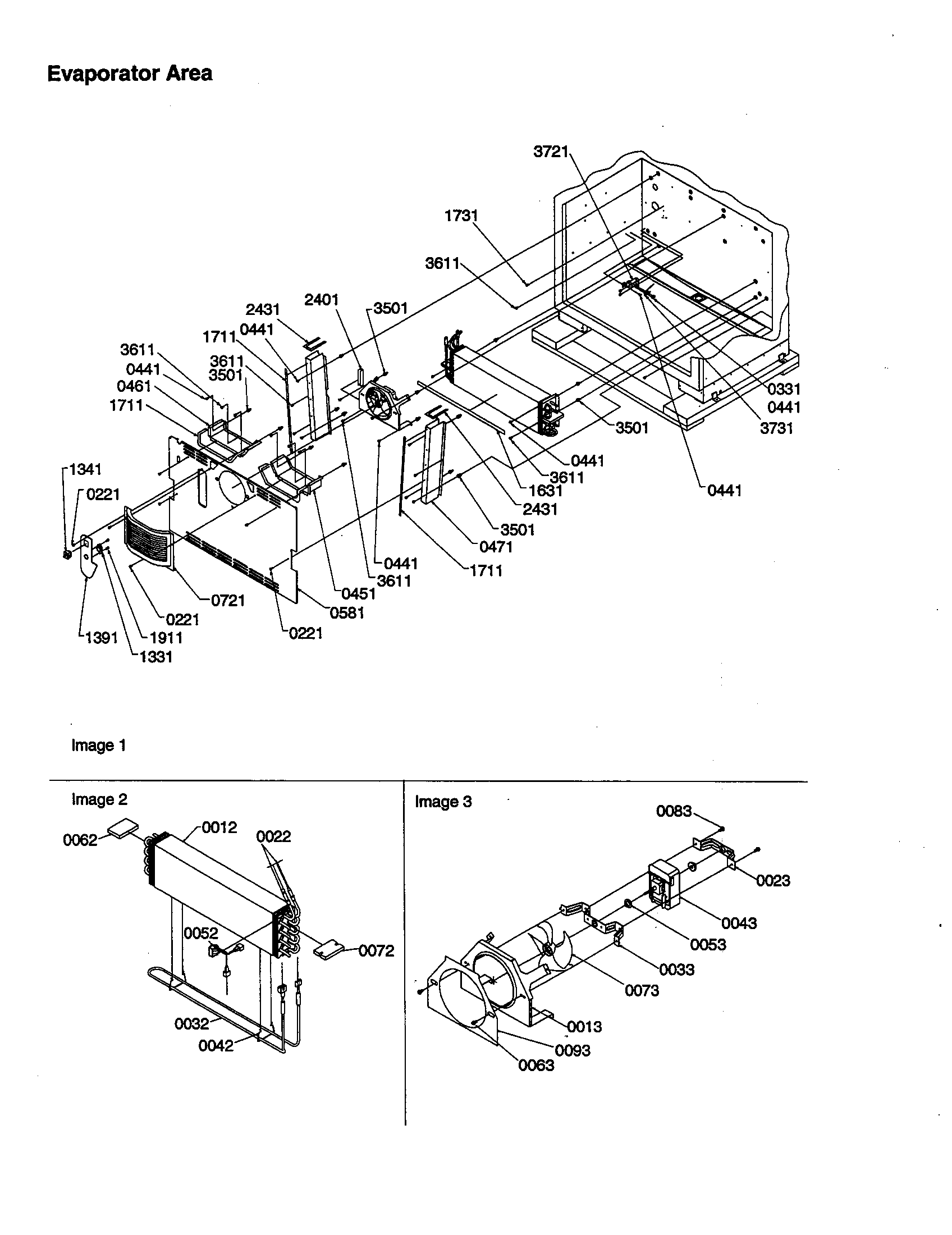 Amana B136CAL3-P1318401W evaporator area diagram