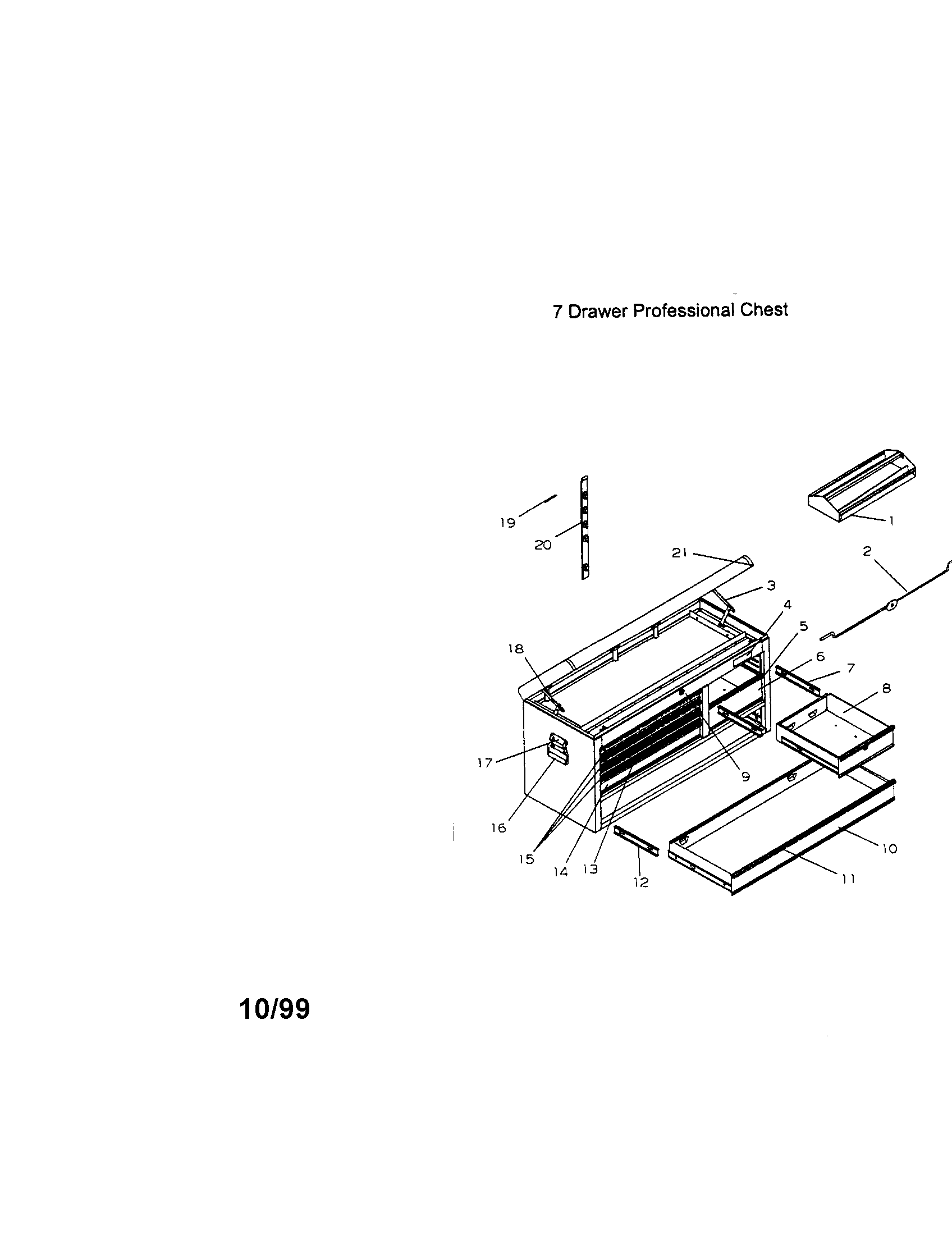 Craftsman 706653480 7 drawer professional chest diagram