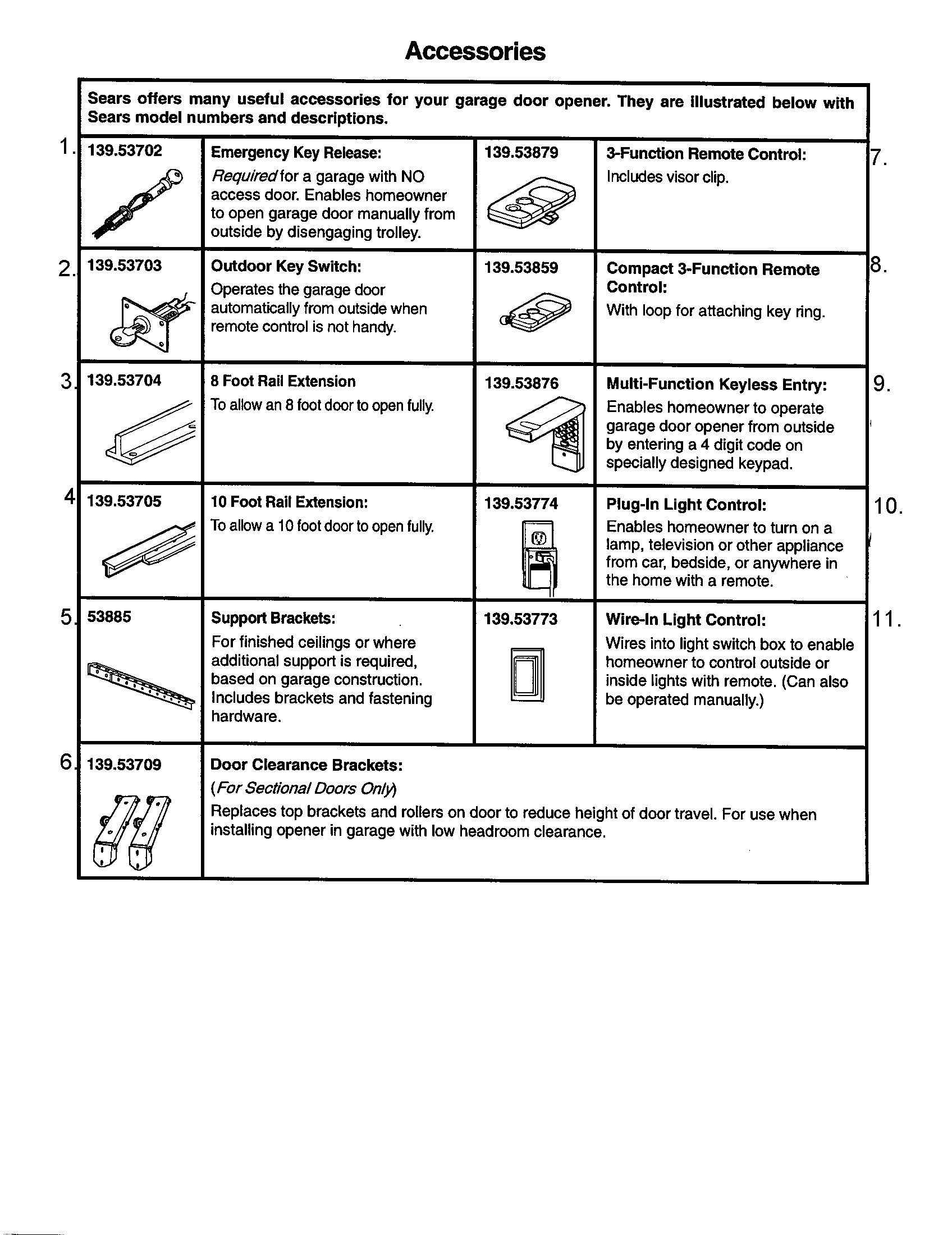 Craftsman 13953335SRT3 opener accessories diagram